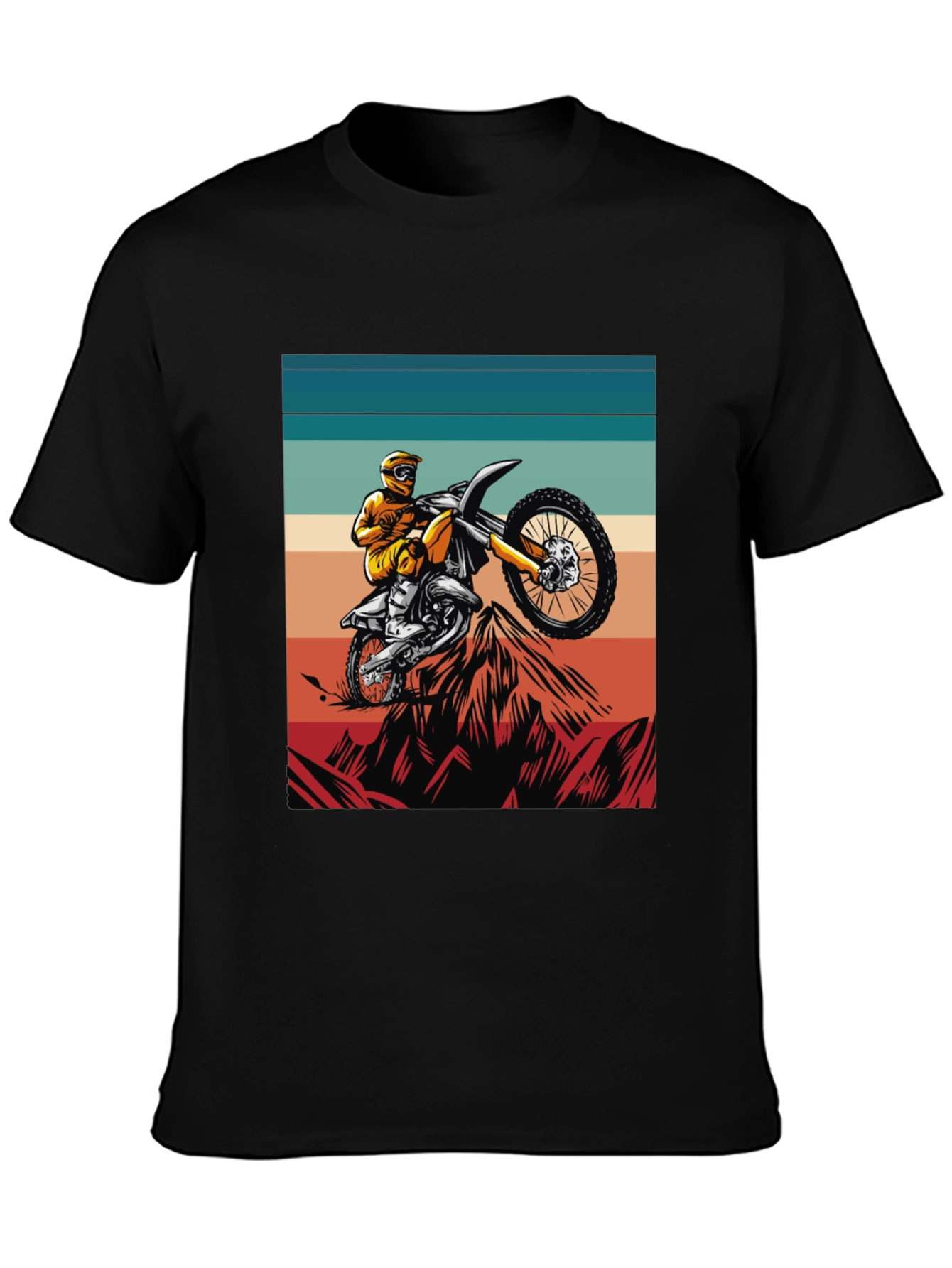 Black Dirt Bike Rider T-Shirt, Motocross Graphic Tee view 3