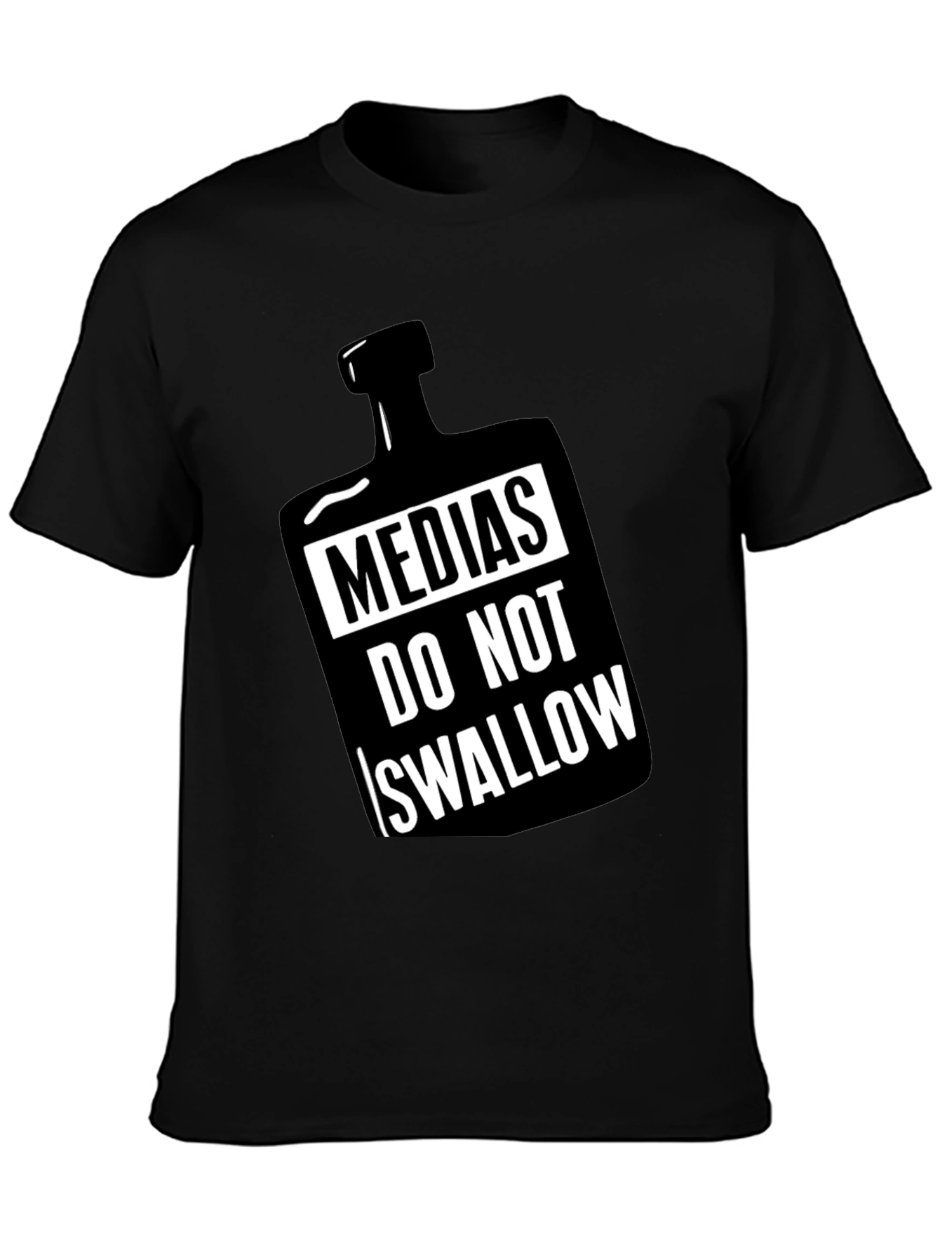 Black Medias Do Not Swallow Graphic Black T-Shirt view 3