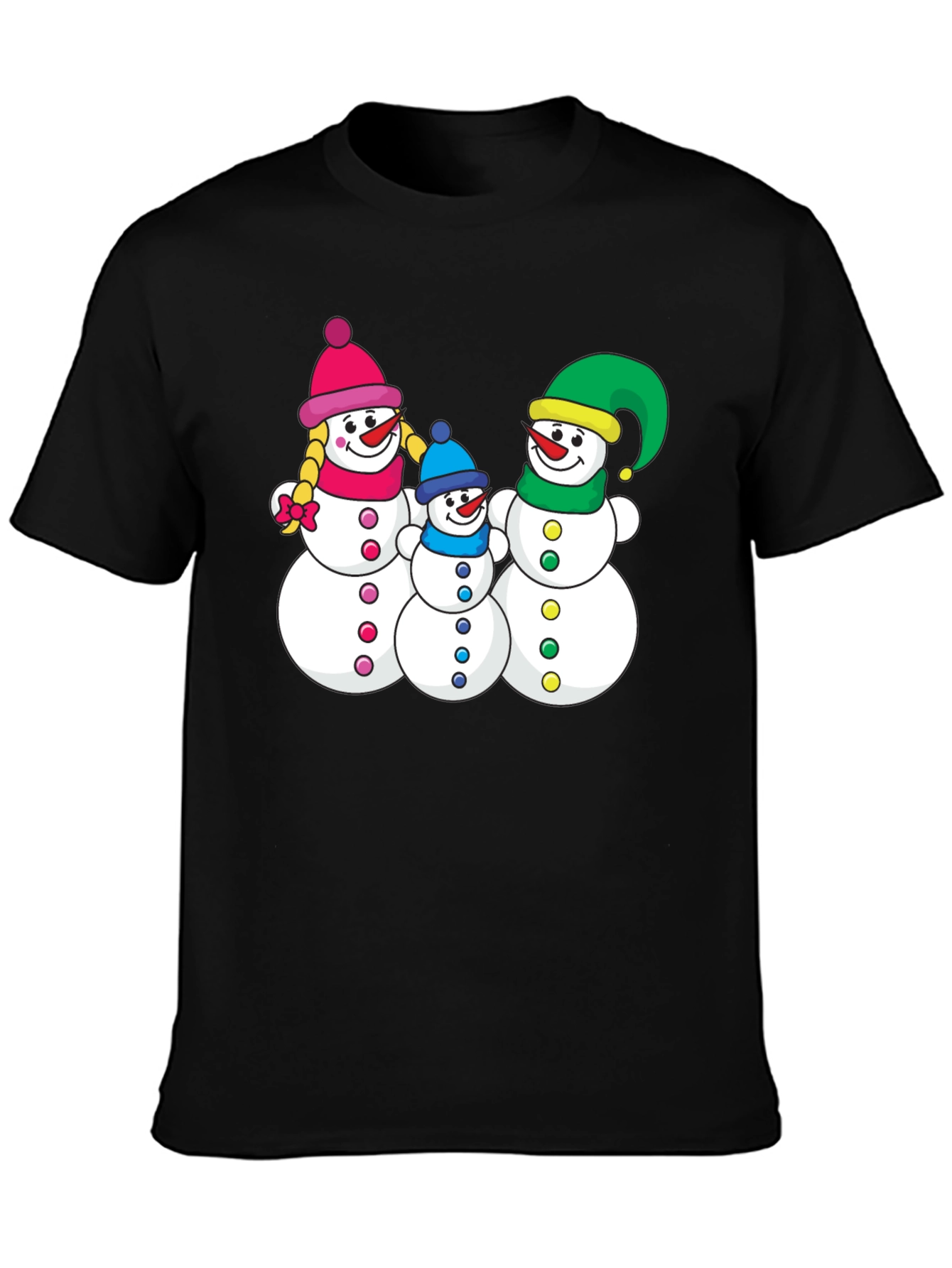 Black Snowman Family Graphic Tee - Holiday Shirt view 3