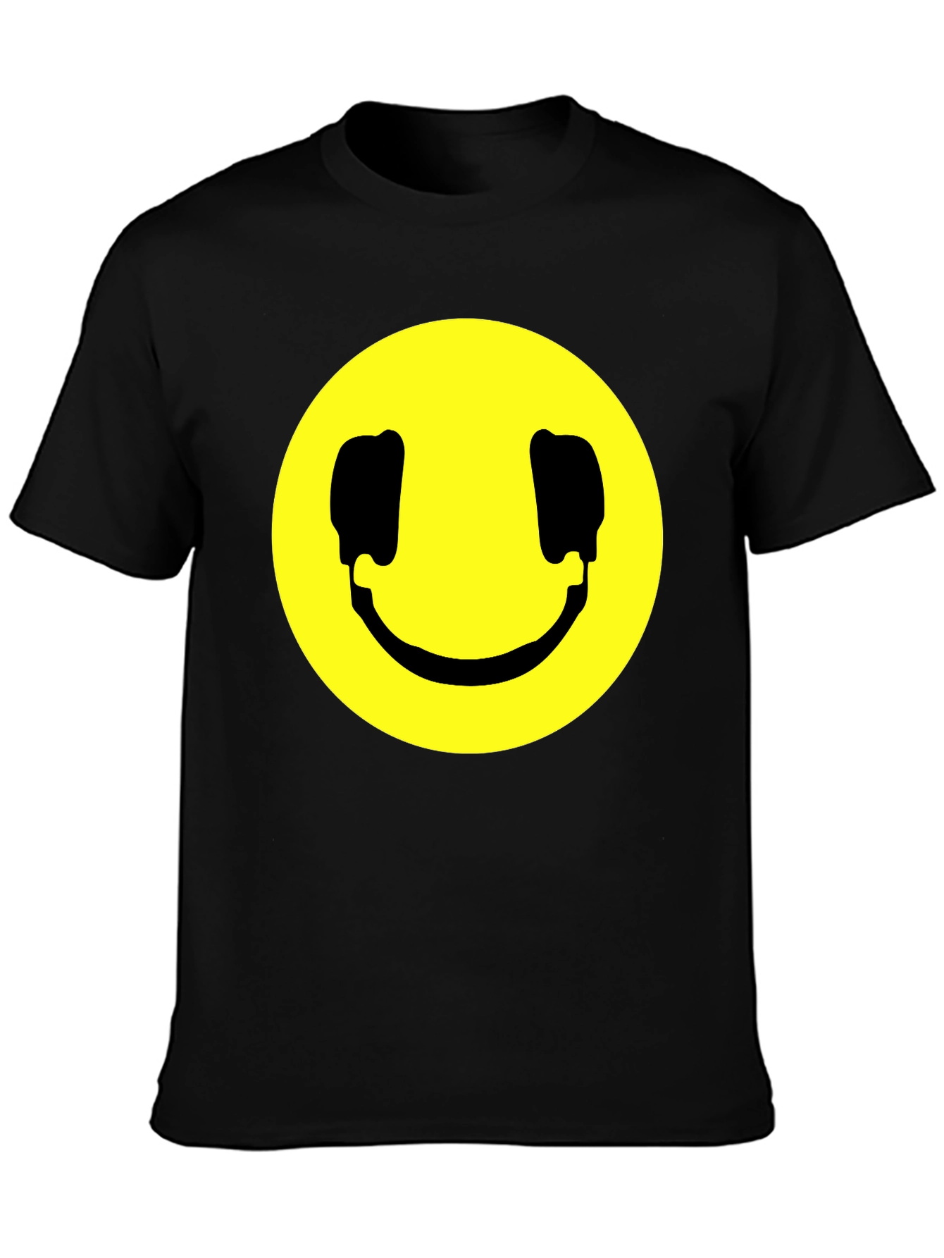 Black Smiley Face Graphic Black T-Shirt view 3