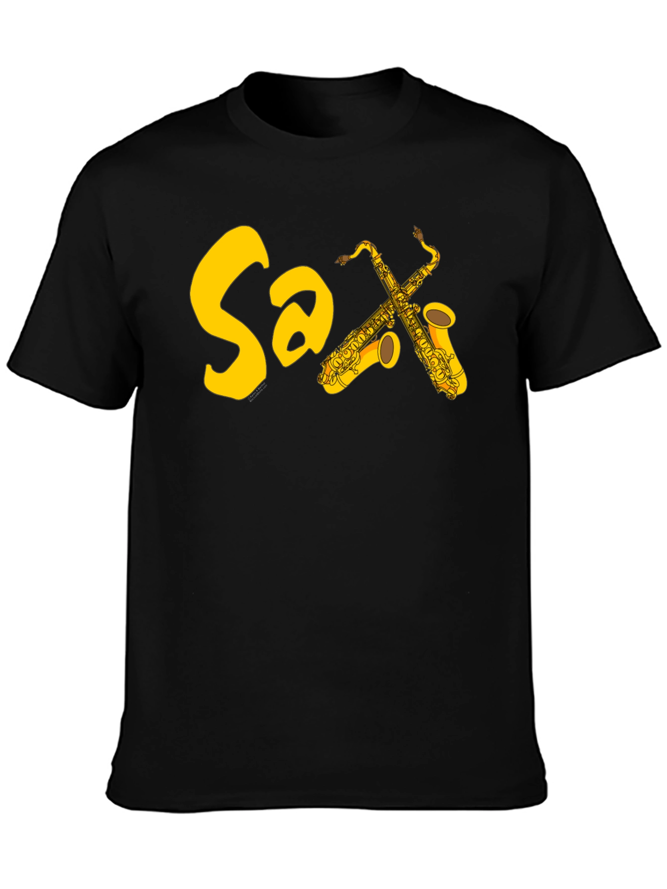 Black Saxophone Music T-Shirt - Black Graphic Tee view 3