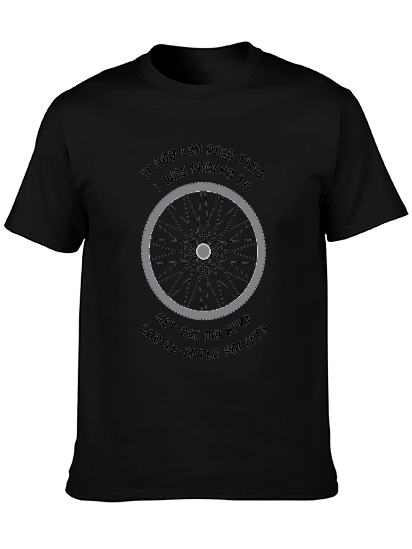 Black Funny Biker T-Shirt: Forced to Re-Enter Society view 3