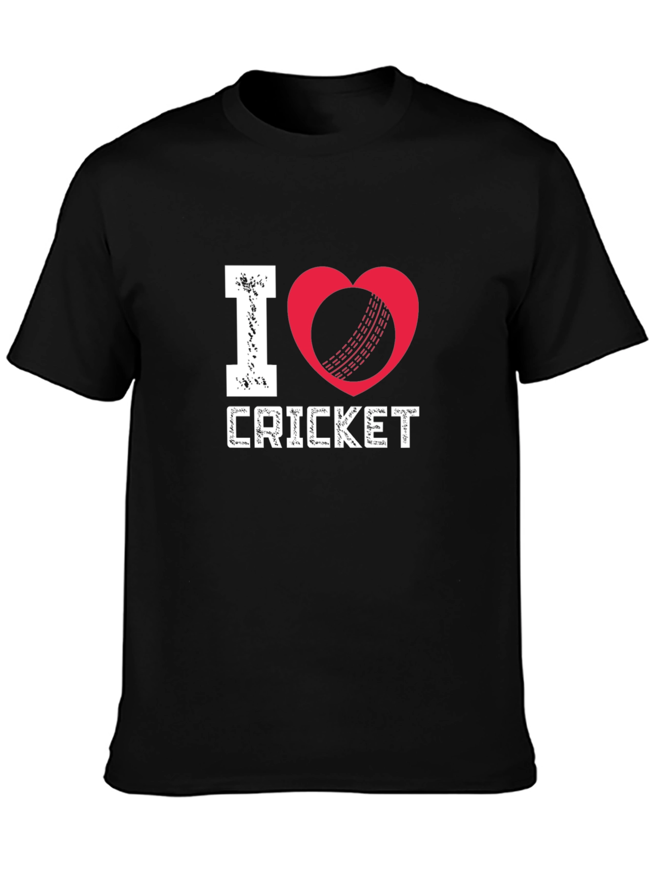 Black I Love Cricket Black T-Shirt view 3