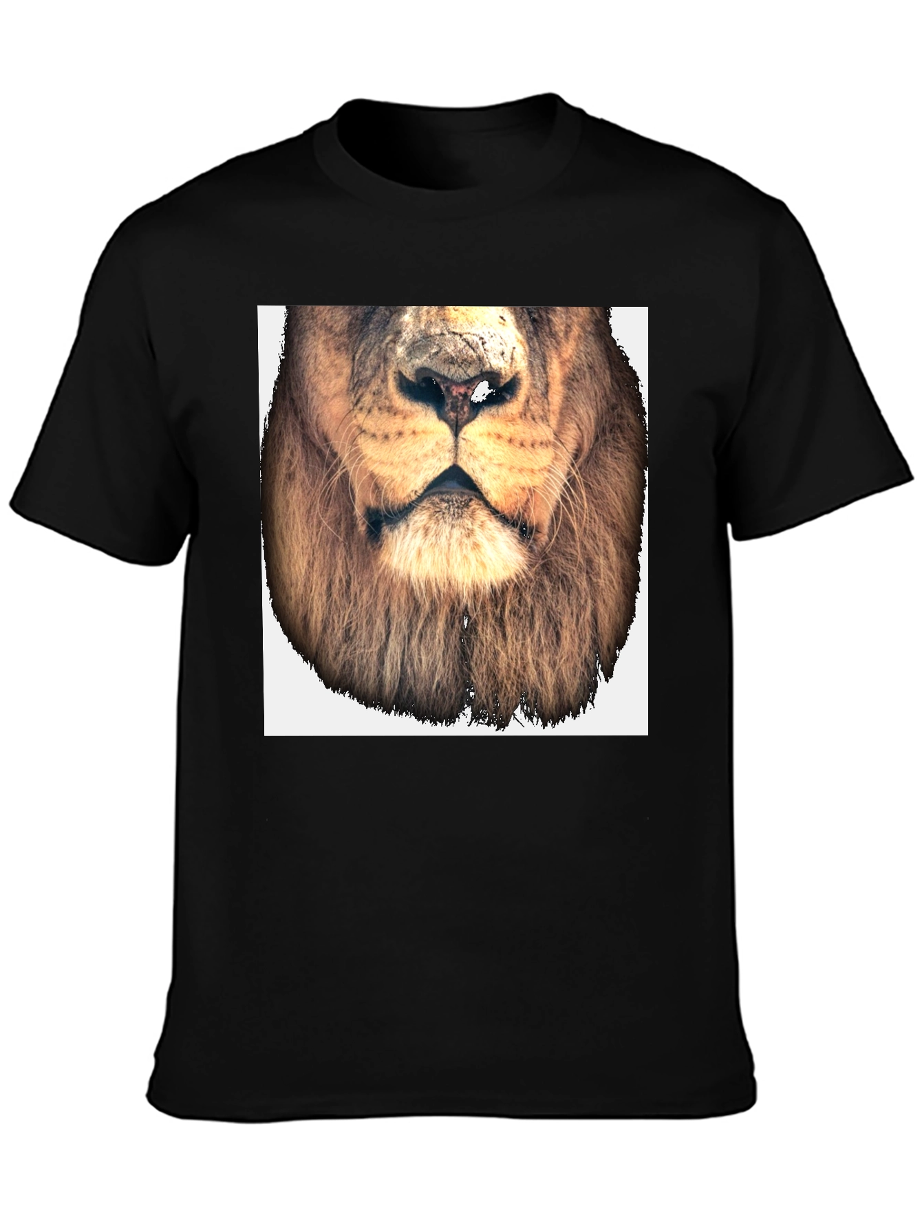 Black Lion Face Graphic Tee - Black Cotton T-Shirt view 3