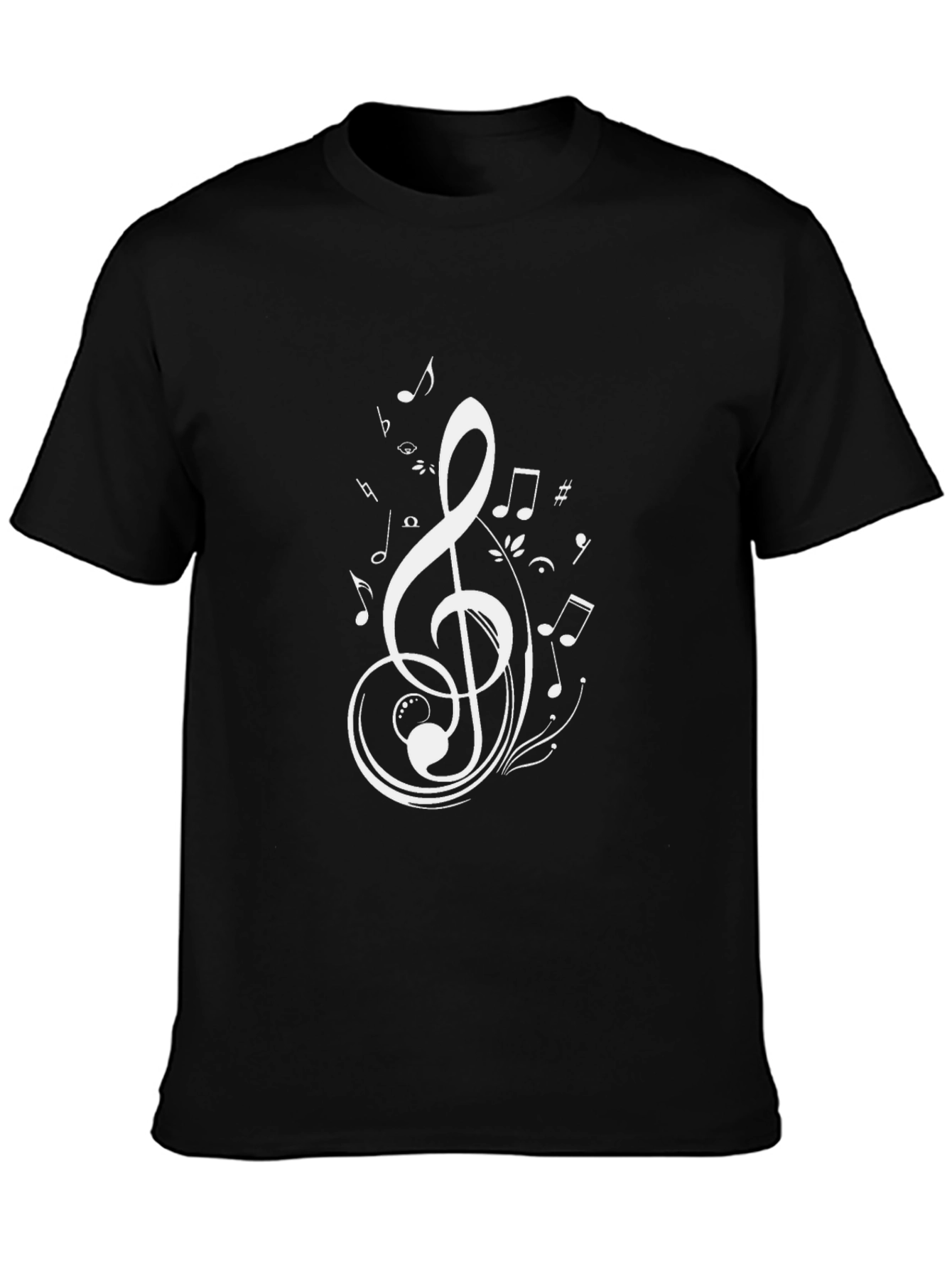 Black Musical Notes Graphic Tee - Classic Black Cotton view 3