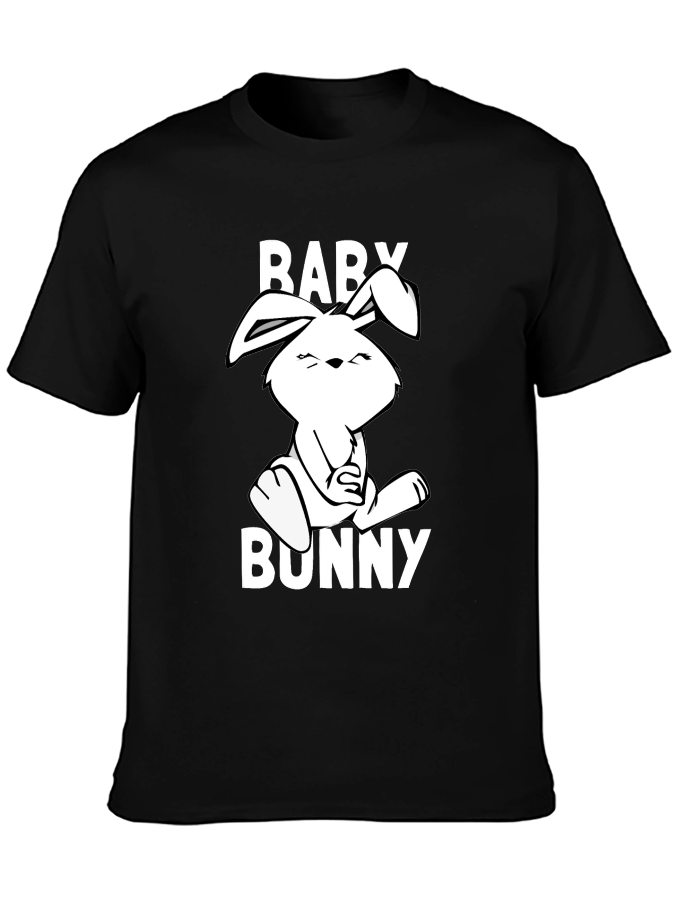 Black Baby Bunny Graphic Tee - Cute Cartoon Rabbit T-Shirt view 3