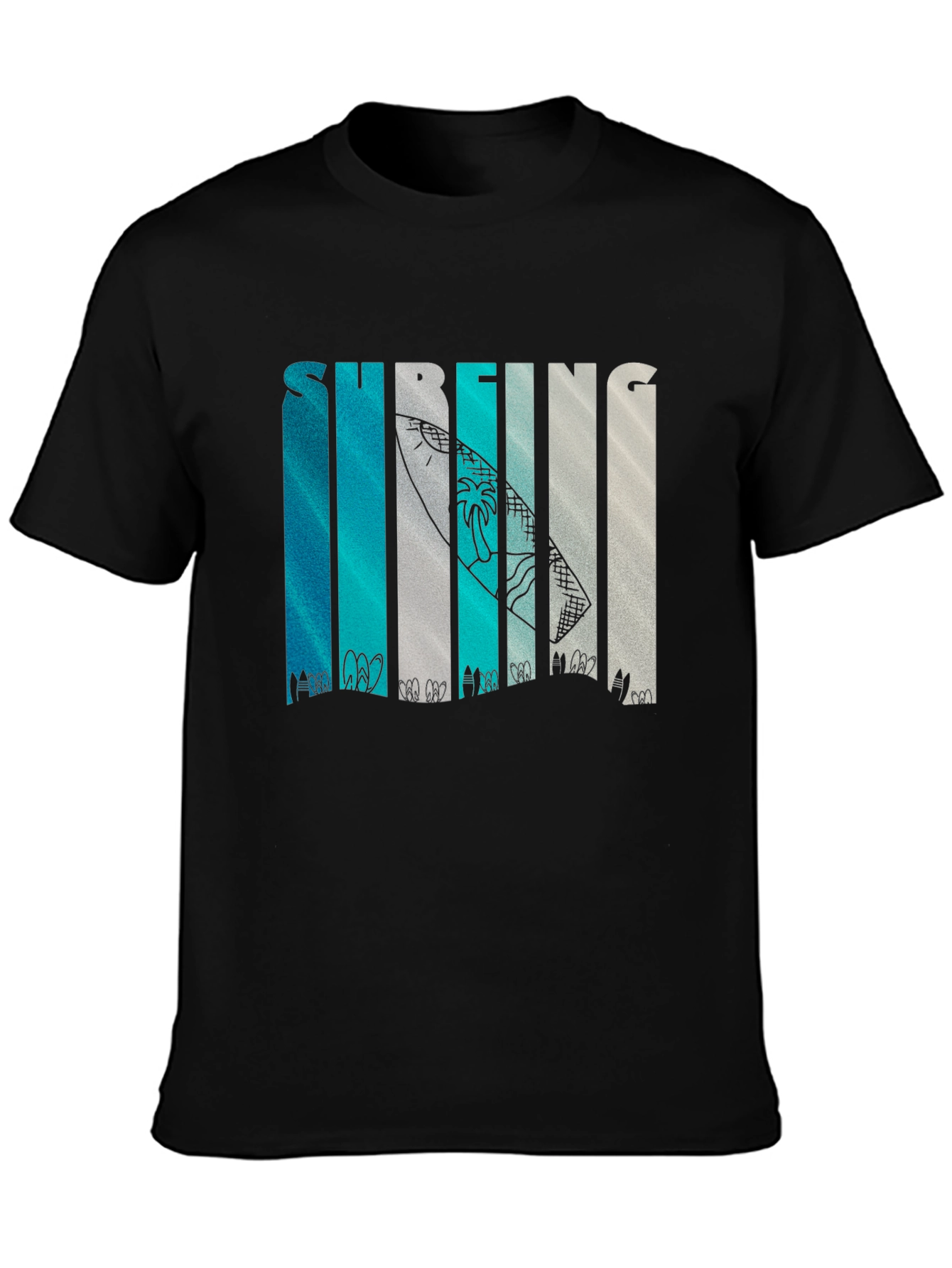 Black Surfing Graphic Print Tee - Black view 3