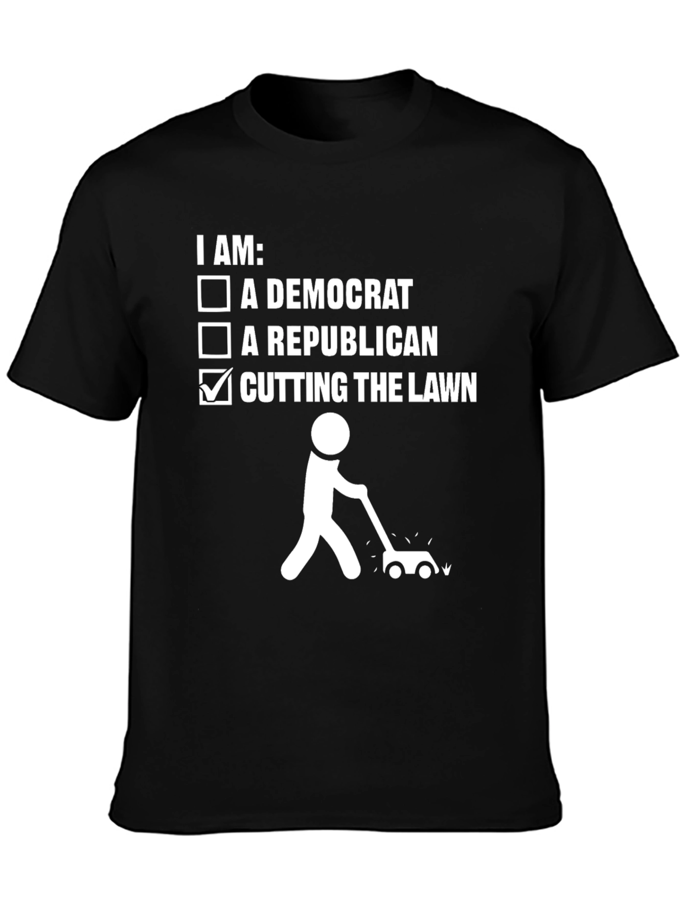 Black Cutting the Lawn Humor T-Shirt view 3