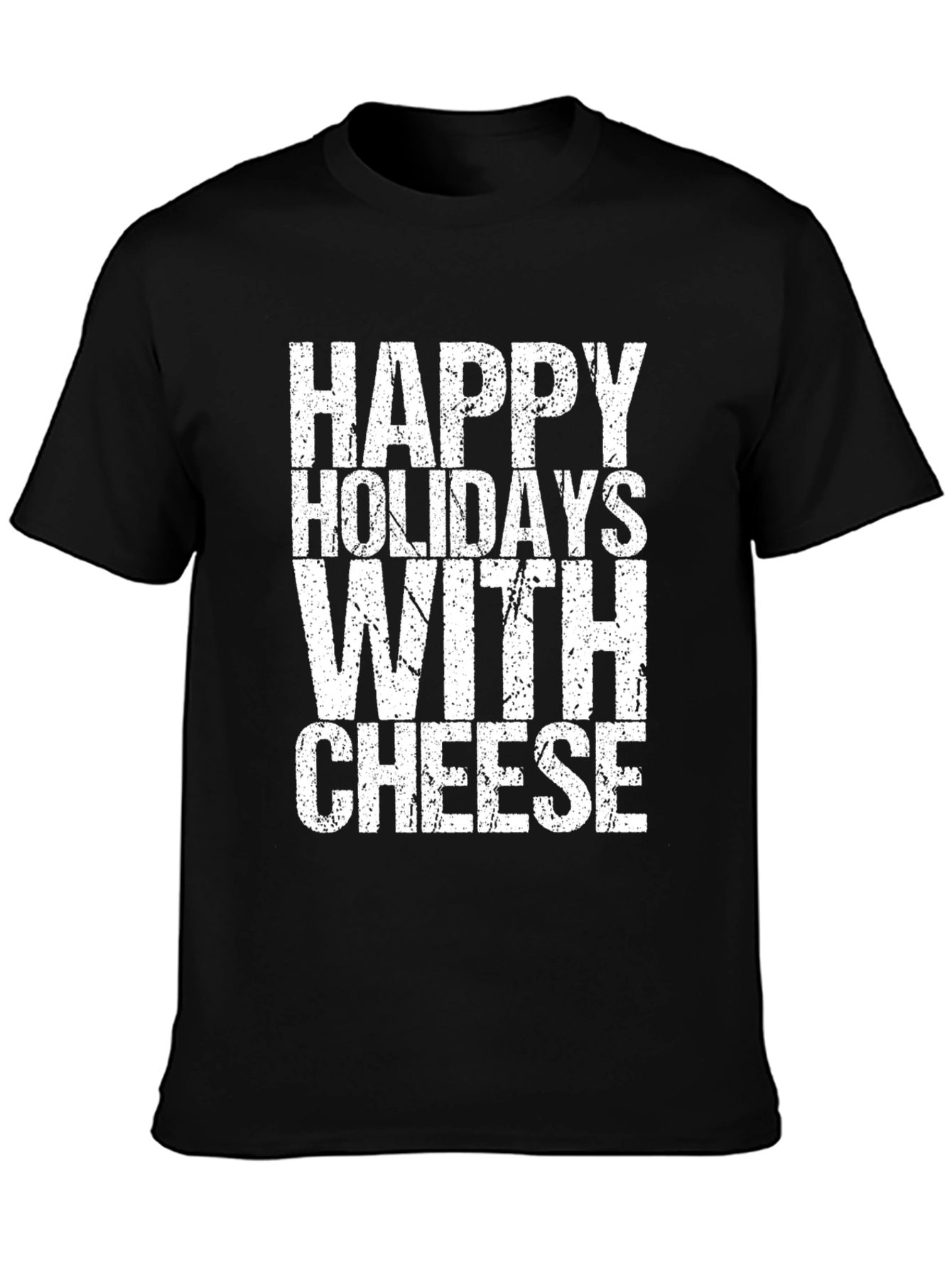 Black Happy Holidays With Cheese Graphic T-Shirt view 3