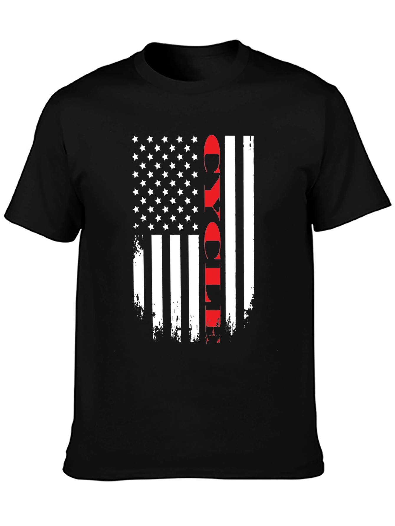 Black Distressed Flag Firefighter T-Shirt view 3