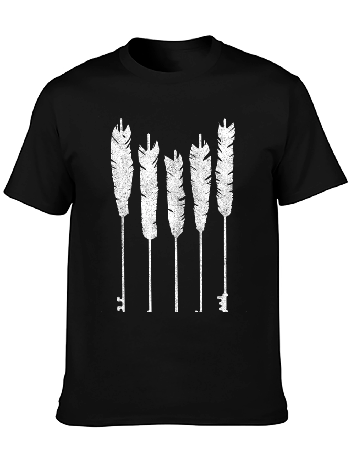 Black Feather Key Graphic Tee - Black Cotton Blend view 3