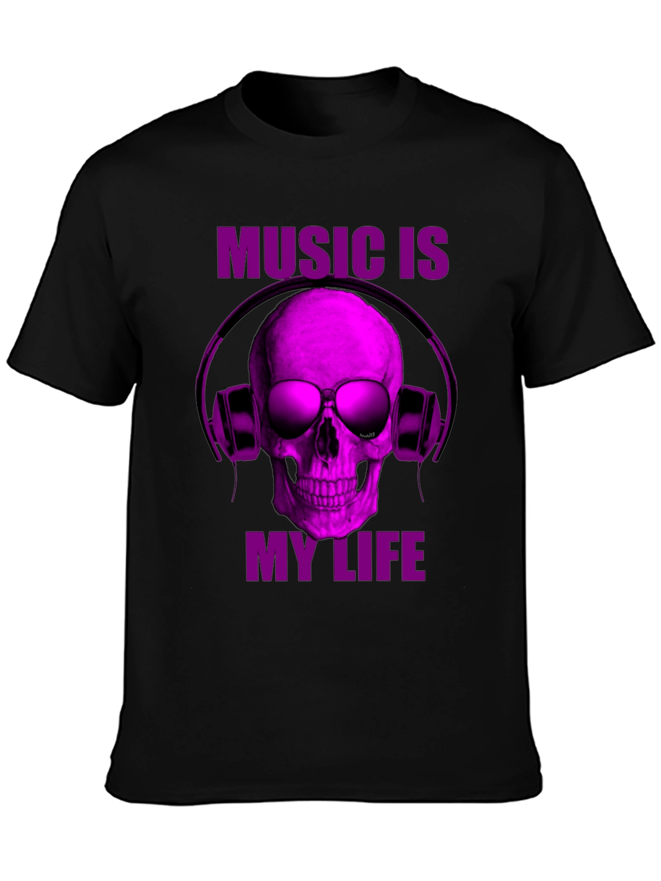 Black Music is My Life Skull Graphic T-Shirt view 3