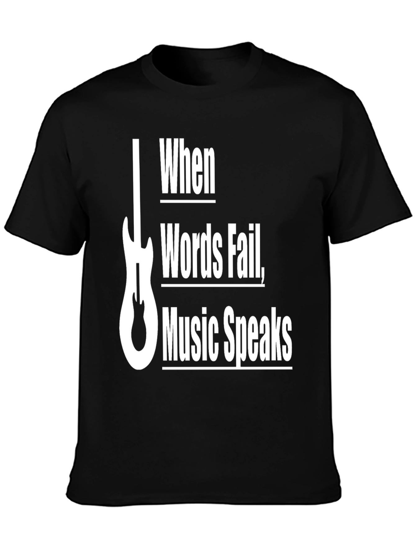Black Music Speaks T-Shirt - Guitar Graphic Tee view 3