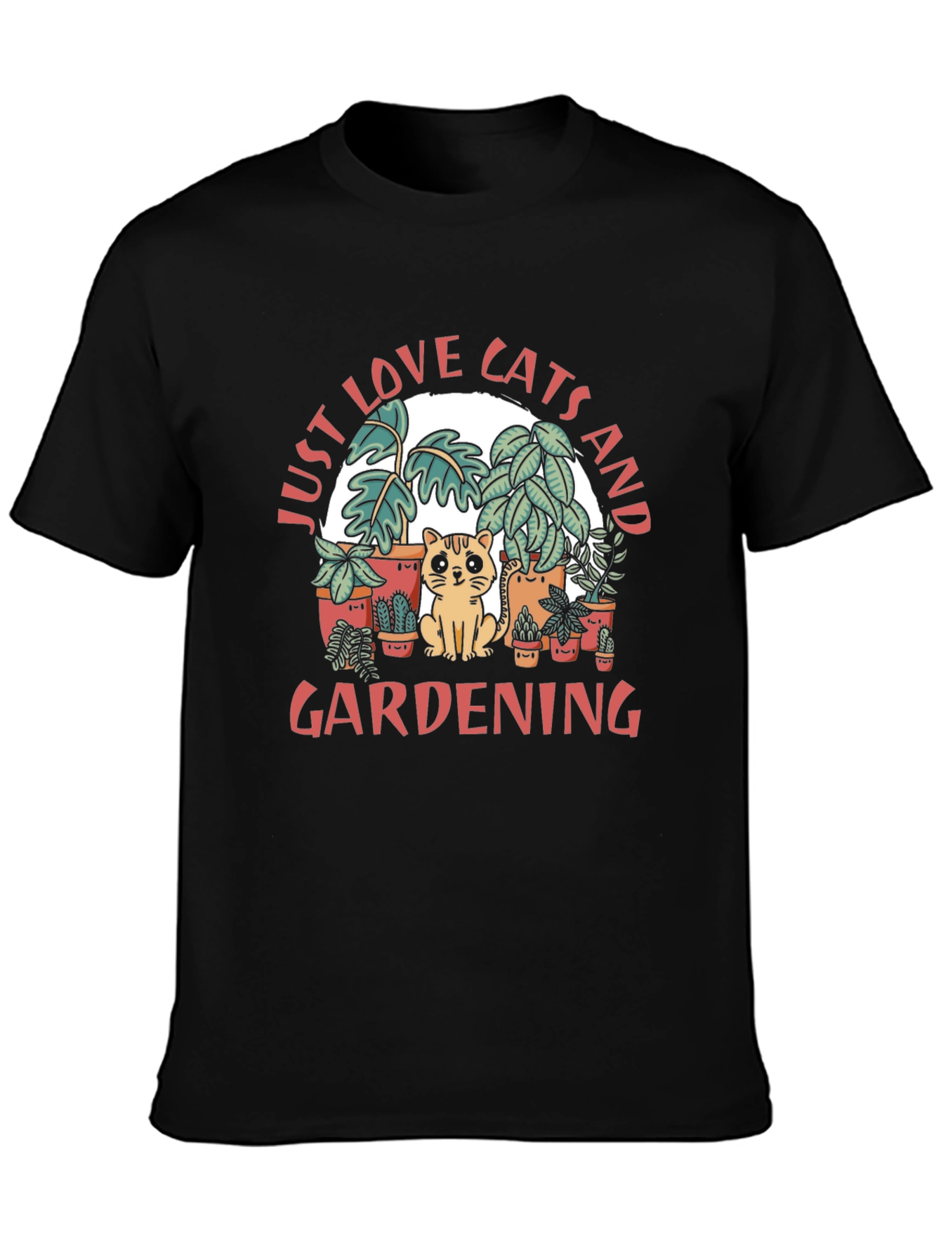 Black Just Love Cats and Gardening Graphic T-Shirt view 3