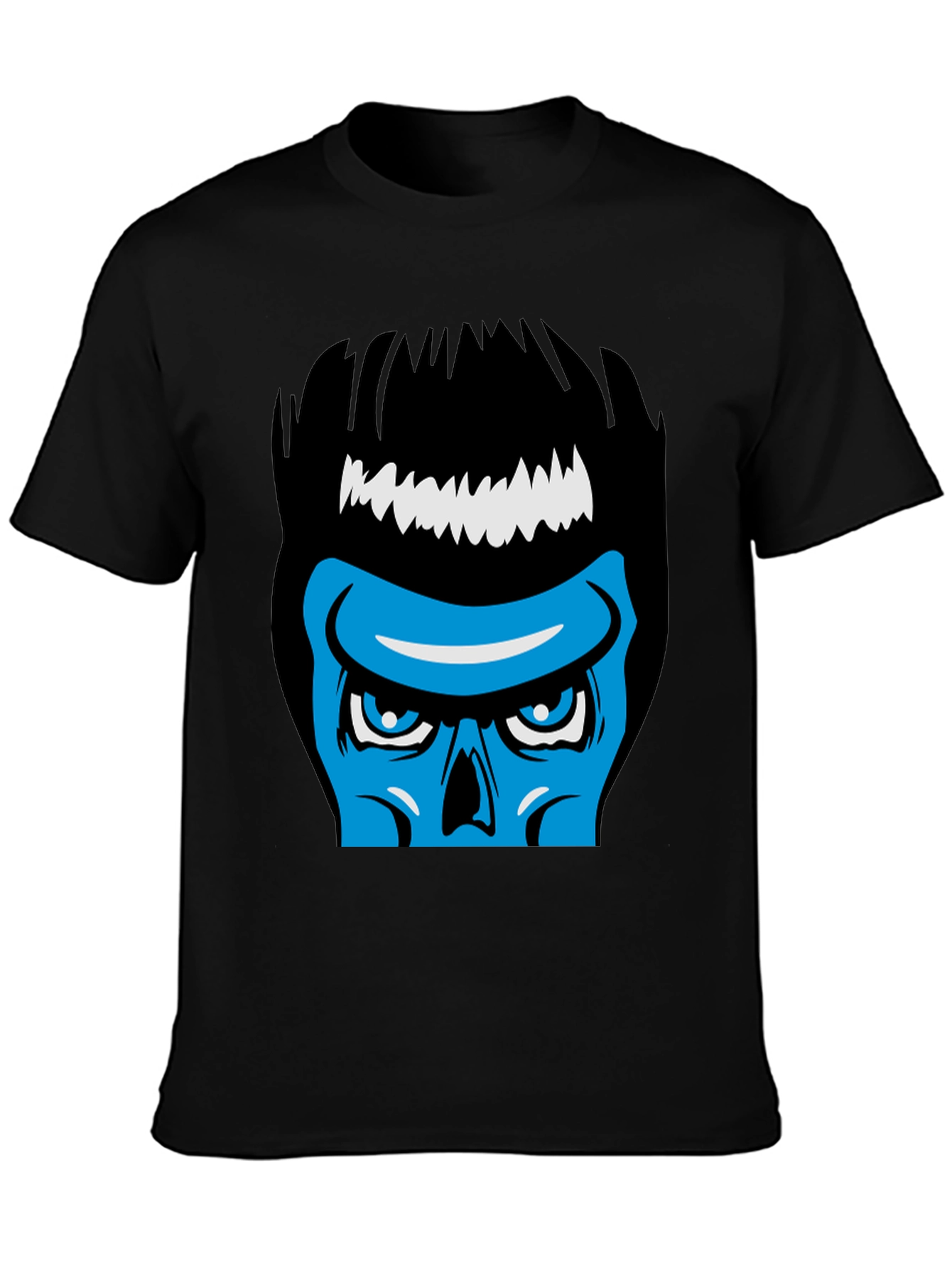 Black Blue Skull Graphic Black T-Shirt - Cool & Edgy Design view 3