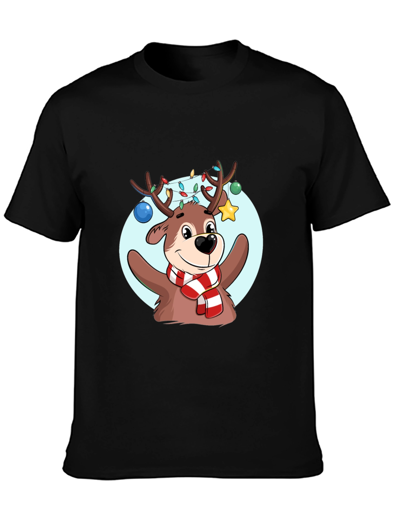 Black Festive Reindeer Graphic Tee - Holiday Cheer view 3