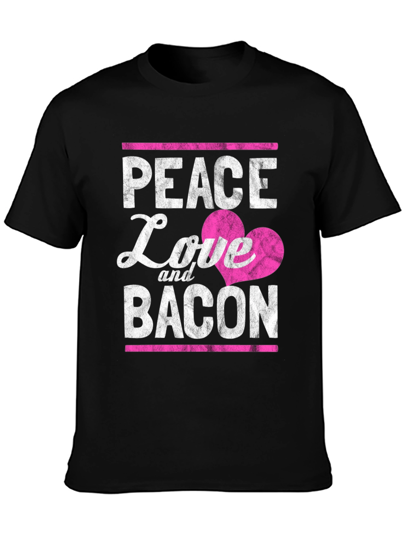 Black Peace Love and Bacon T-Shirt - Funny Foodie Tee view 3