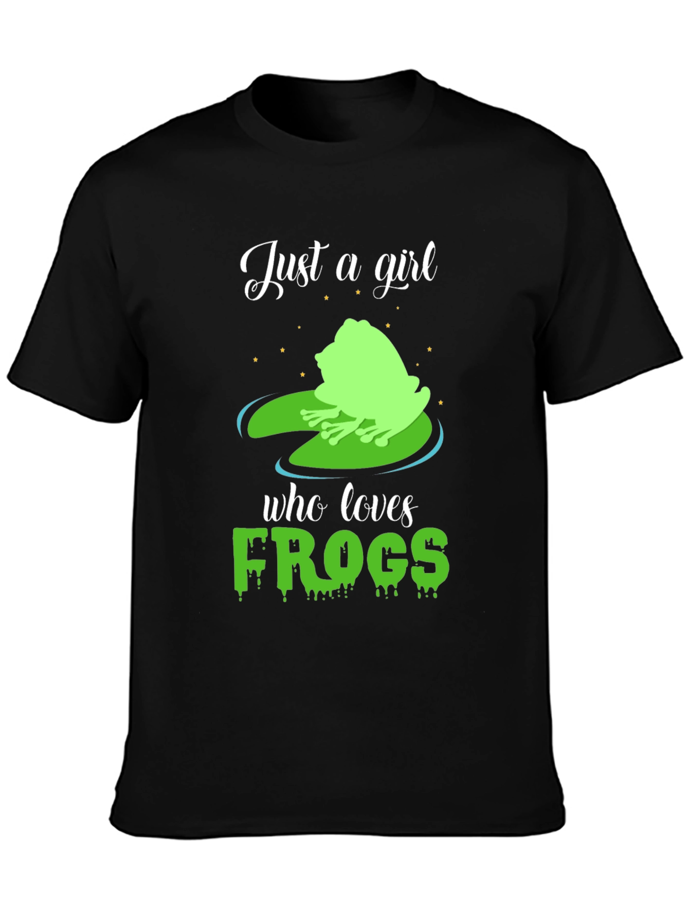 Black Just A Girl Who Loves Frogs T-Shirt view 3