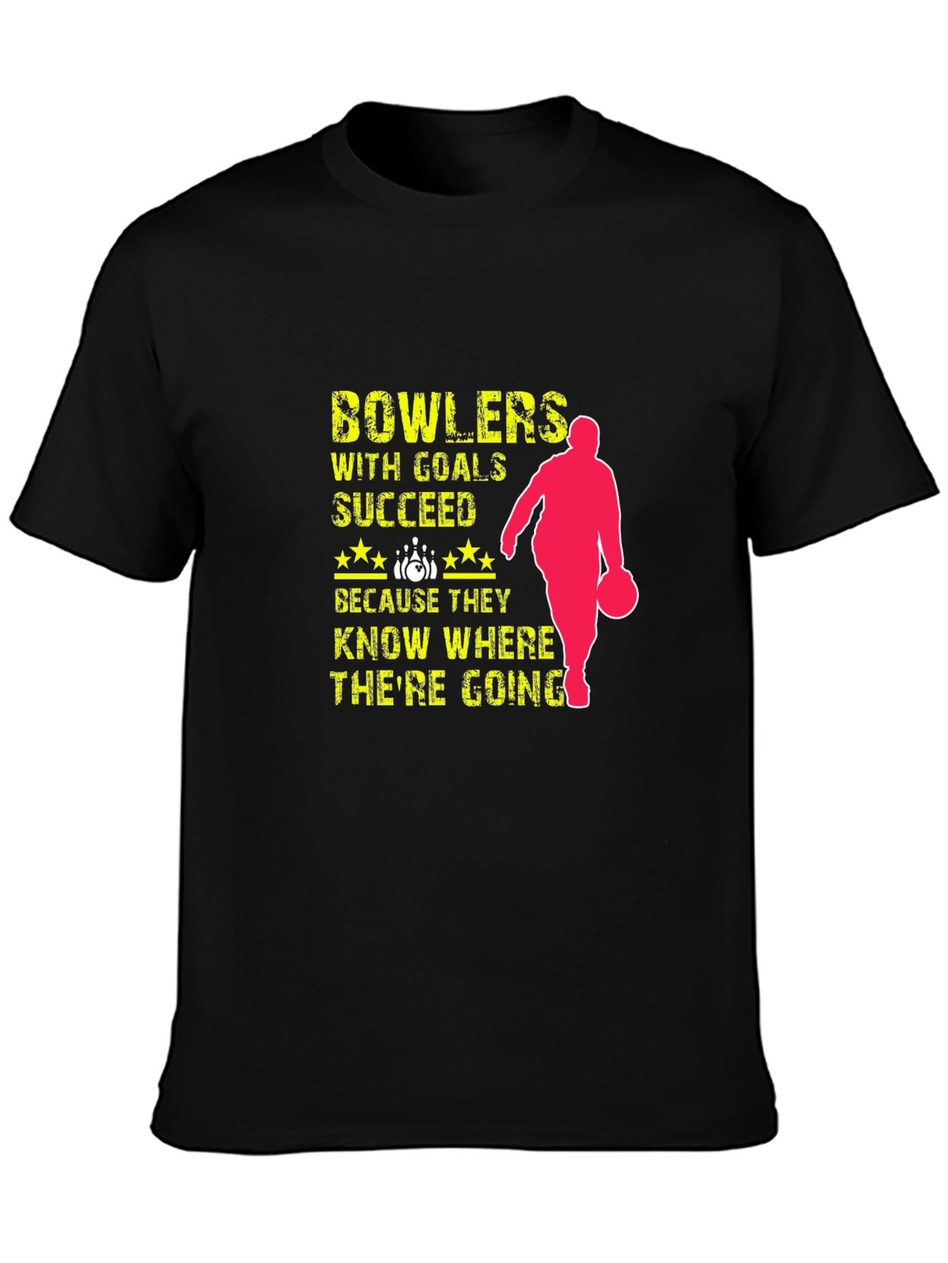 Black Bowlers Succeed T-Shirt - Bowling with Goals view 3
