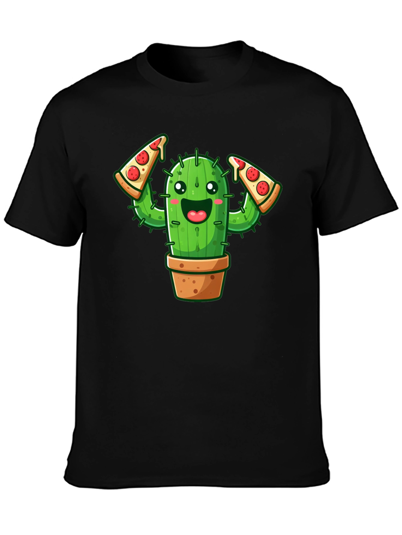 Black Cactus Pizza Lover Graphic Tee - Unisex view 3