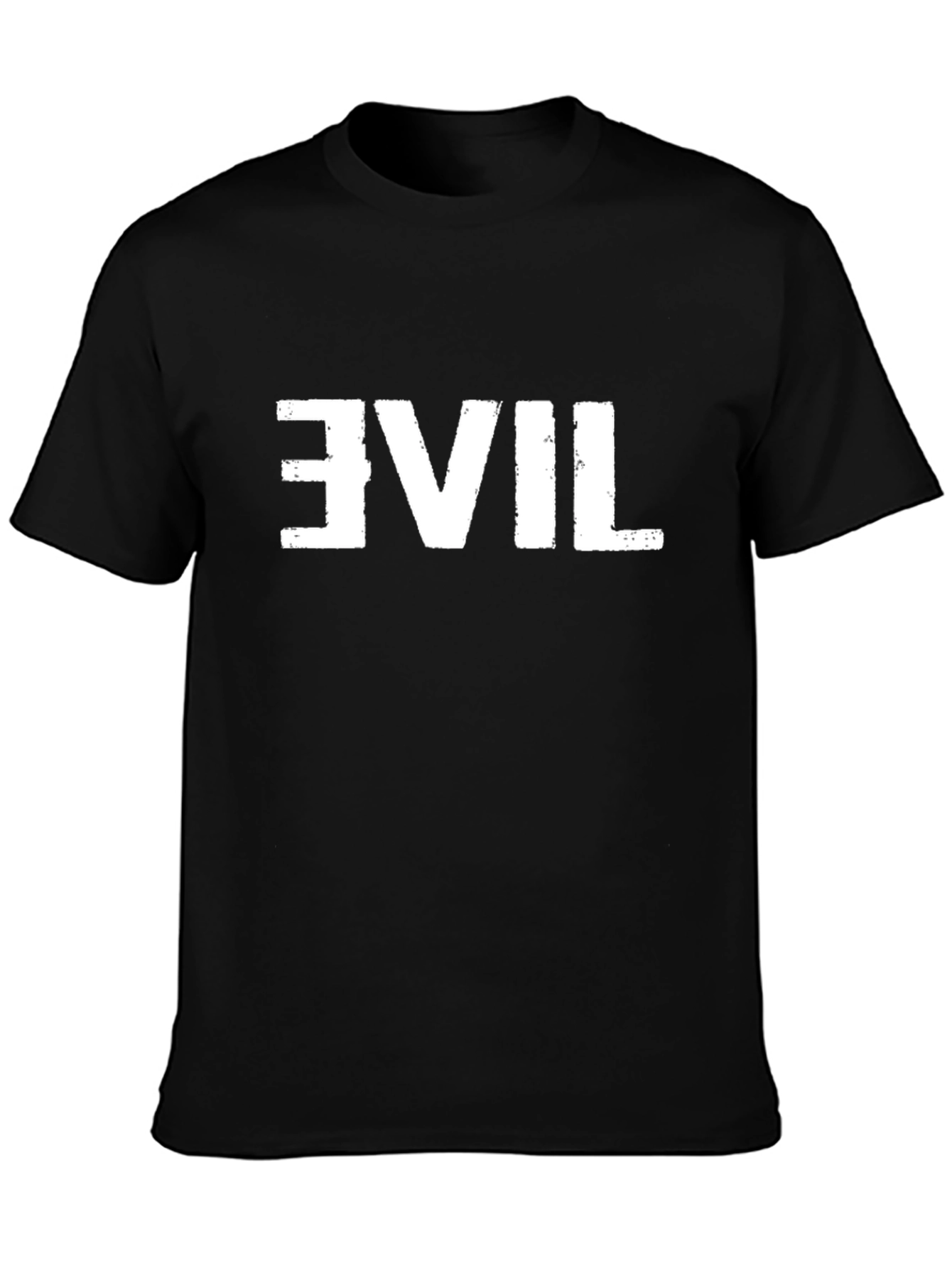 Black Reversed Evil Graphic Tee - Mens Black T-Shirt view 3