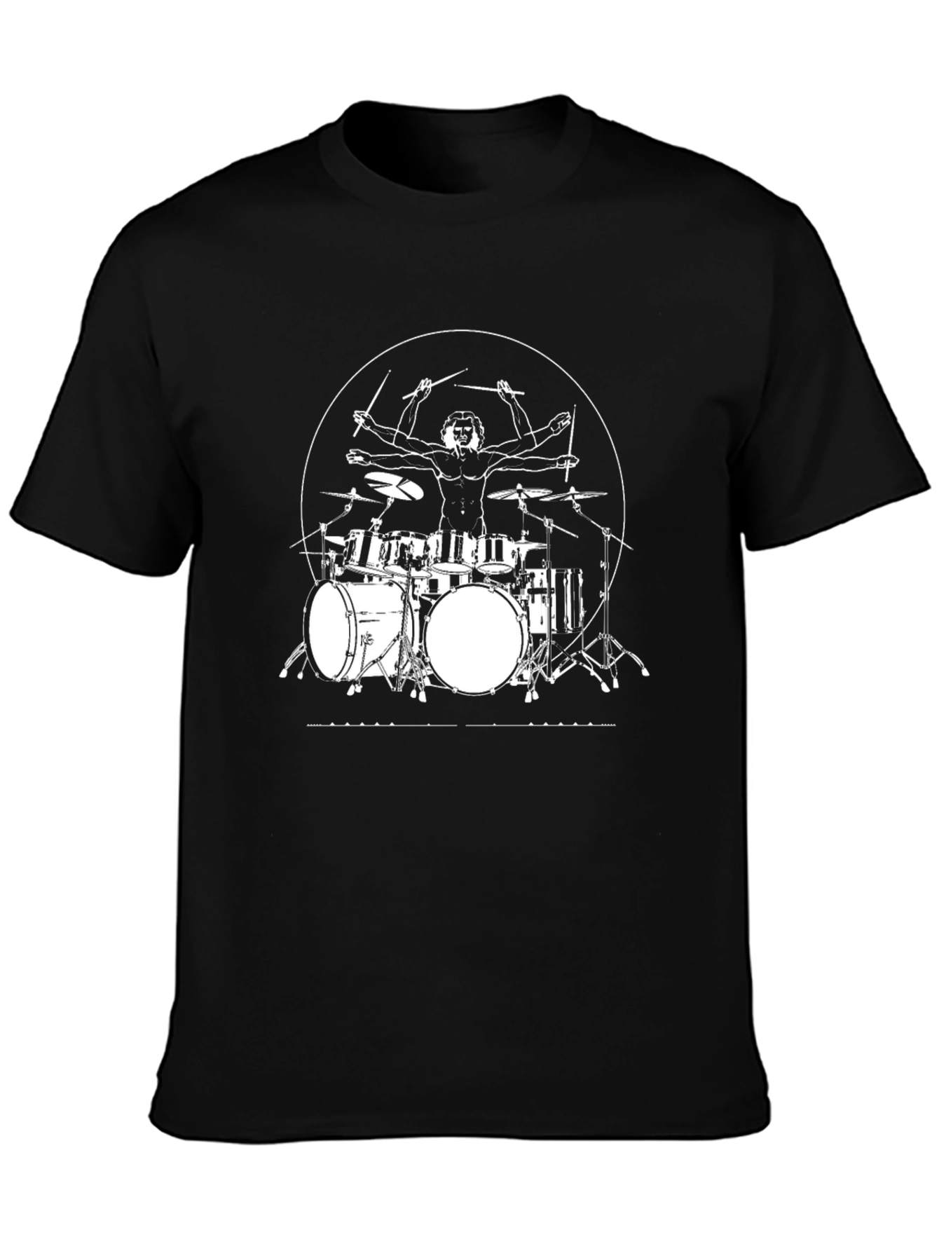 Drummer Anatomy T-Shirt - Black Cotton Tee - 3