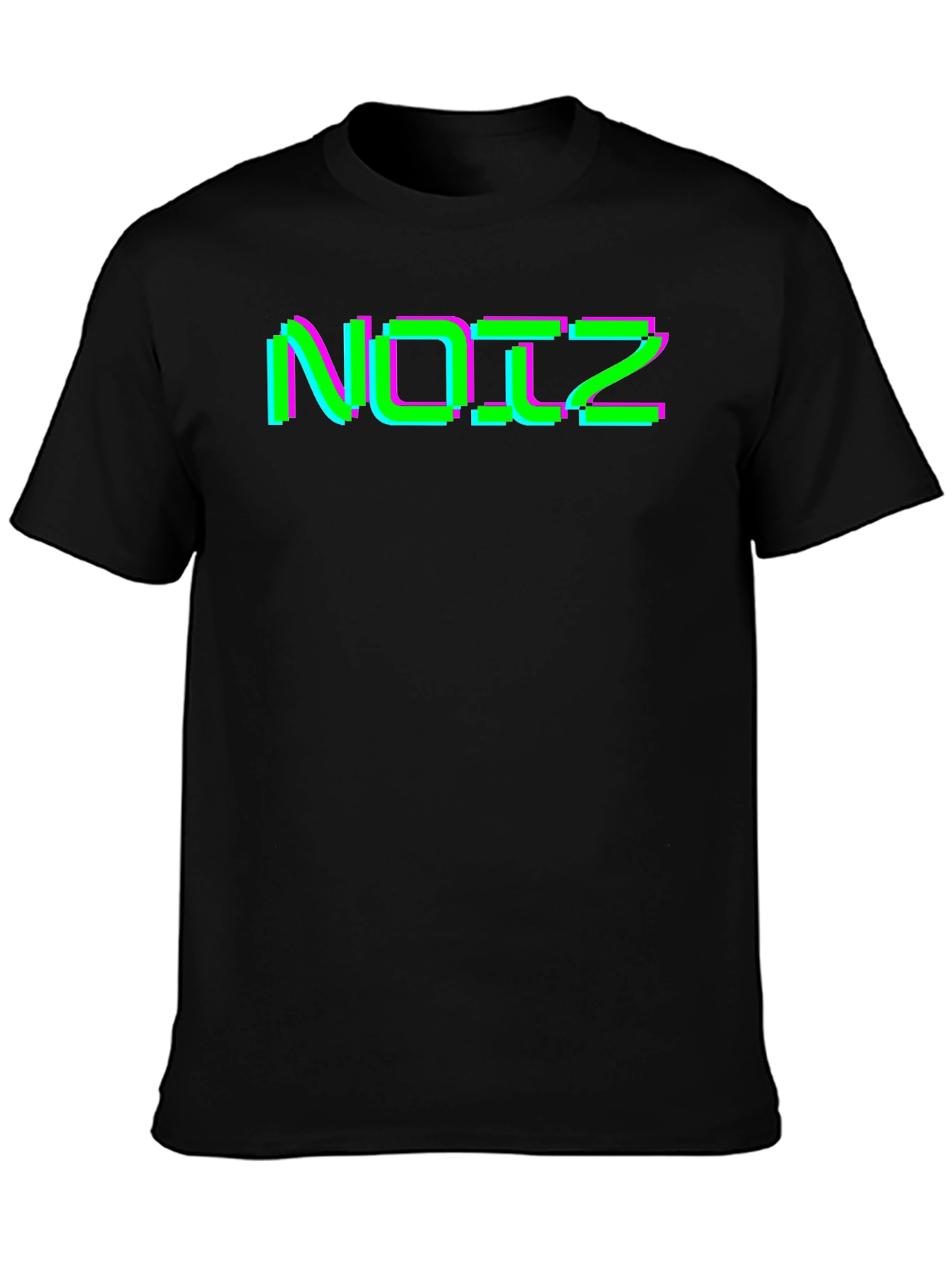 Black Retro Glitch Noiz Black T-Shirt view 3