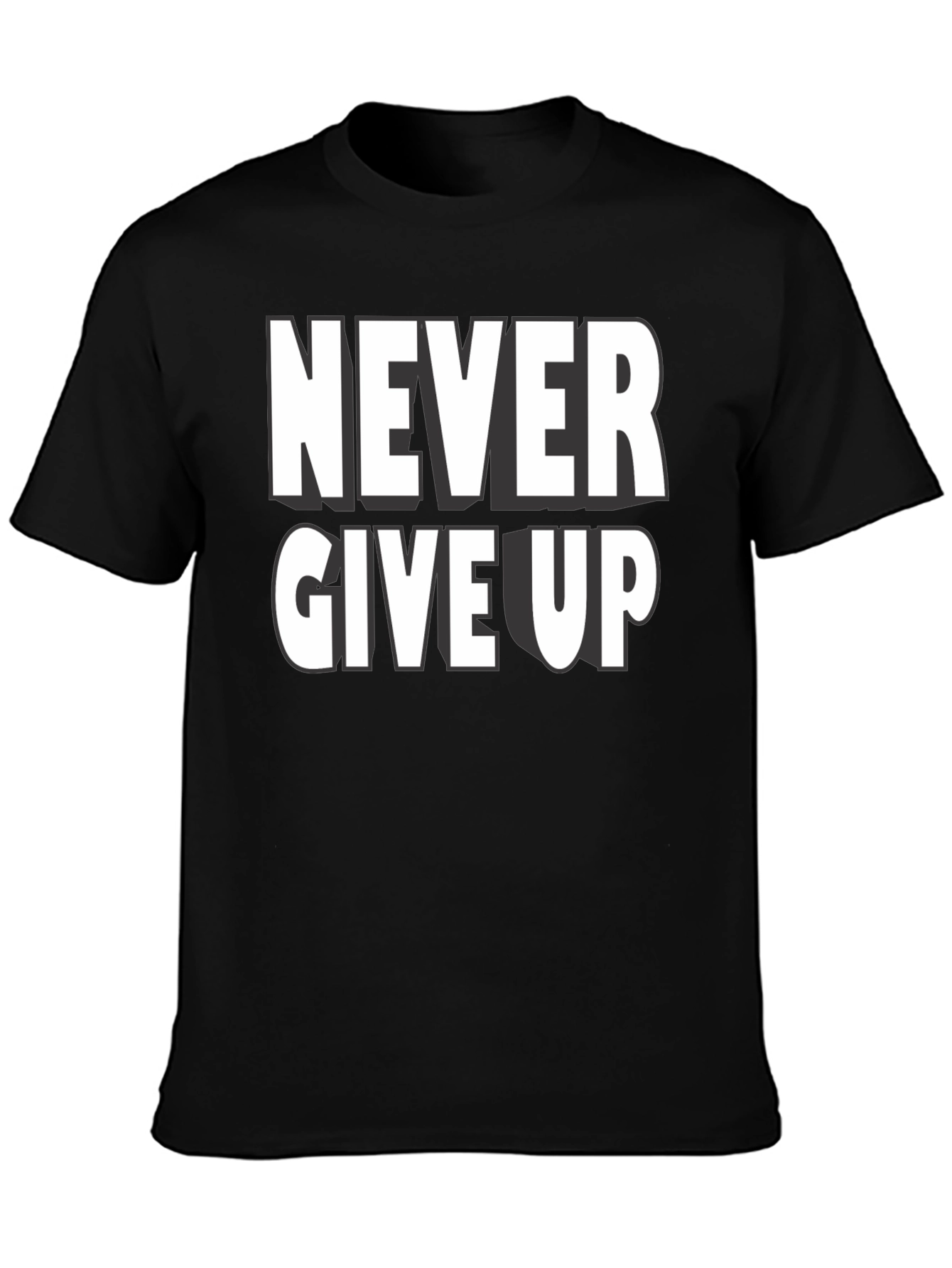 Black Never Give Up Graphic T-Shirt view 3