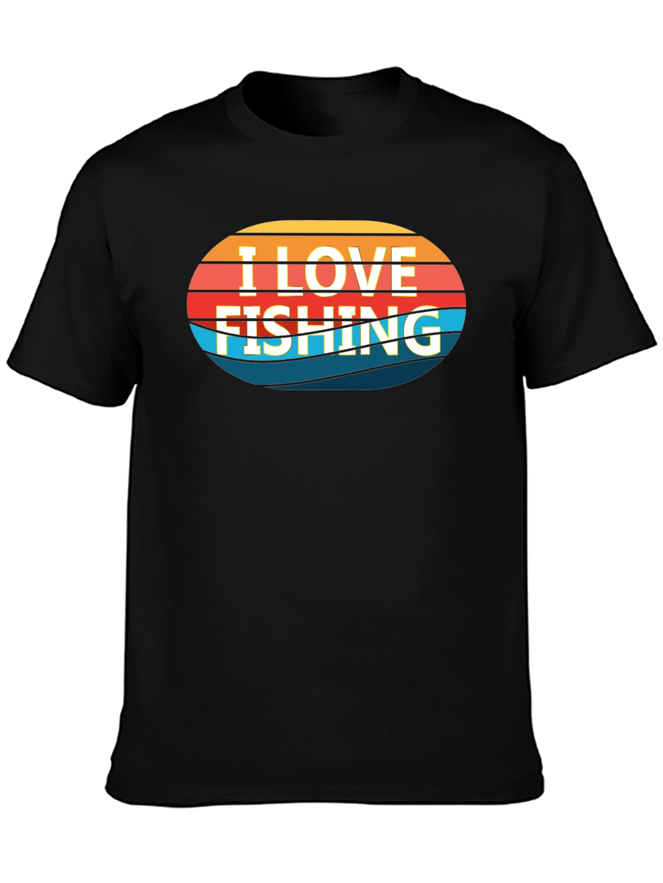 Black I Love Fishing Graphic Tee - Black Cotton T-Shirt view 3