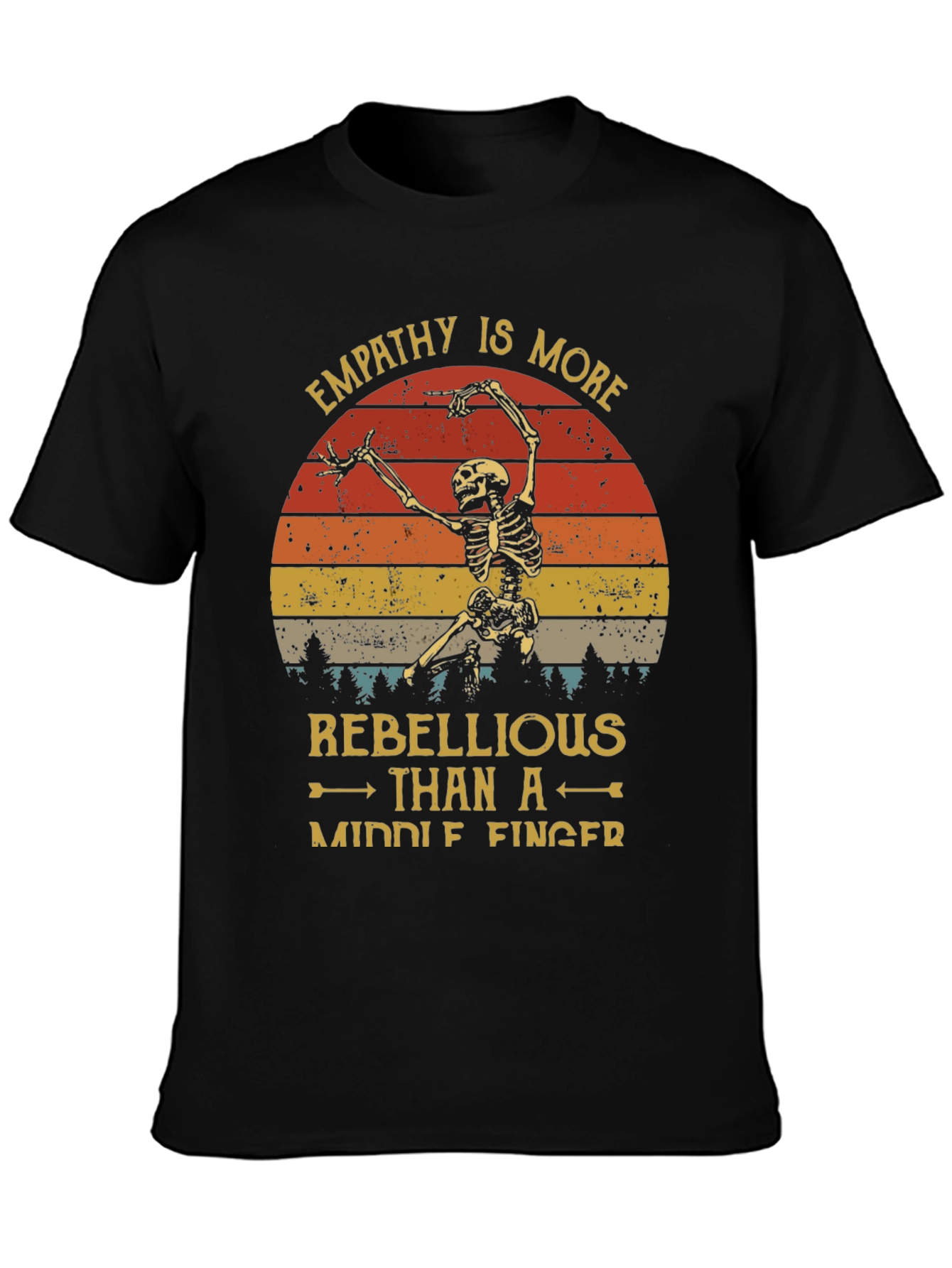 Black Empathy Skeleton Graphic T-Shirt - Rebellious Tee view 3