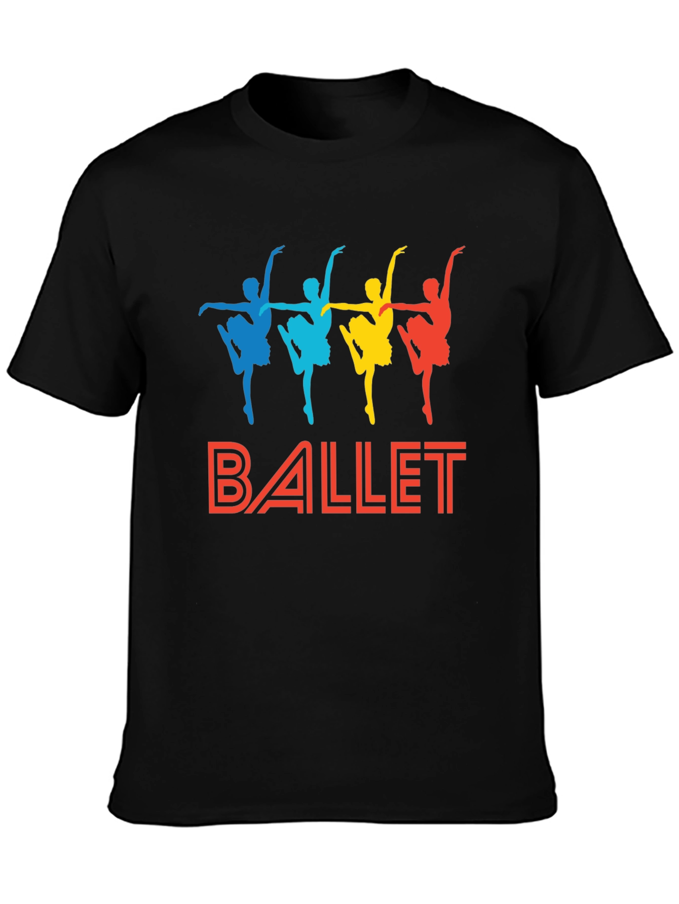 Black Ballet Dancer Graphic Tee - Black Cotton T-Shirt view 3