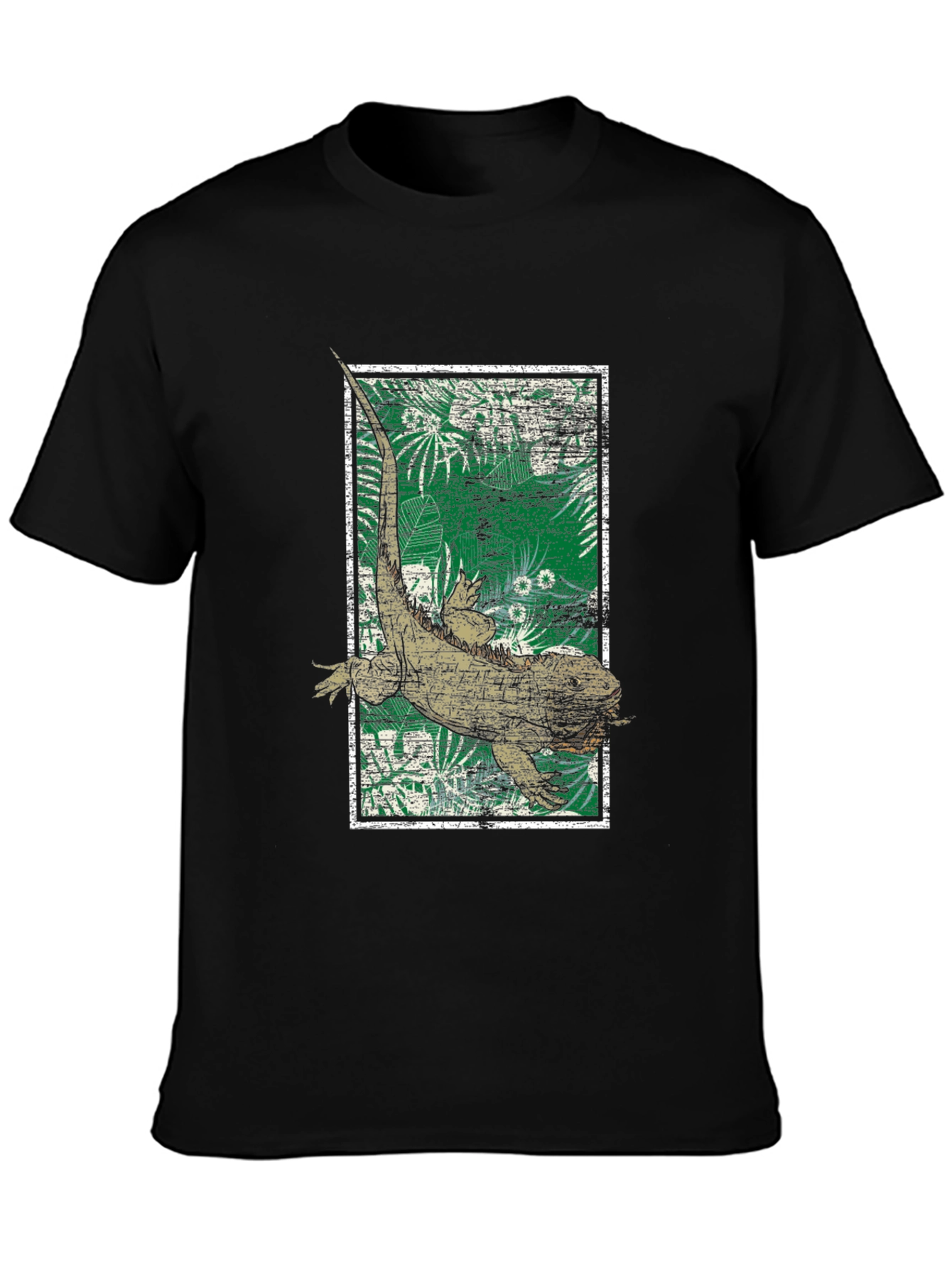 Black Reptile Graphic Tee - Vintage Lizard Design view 3