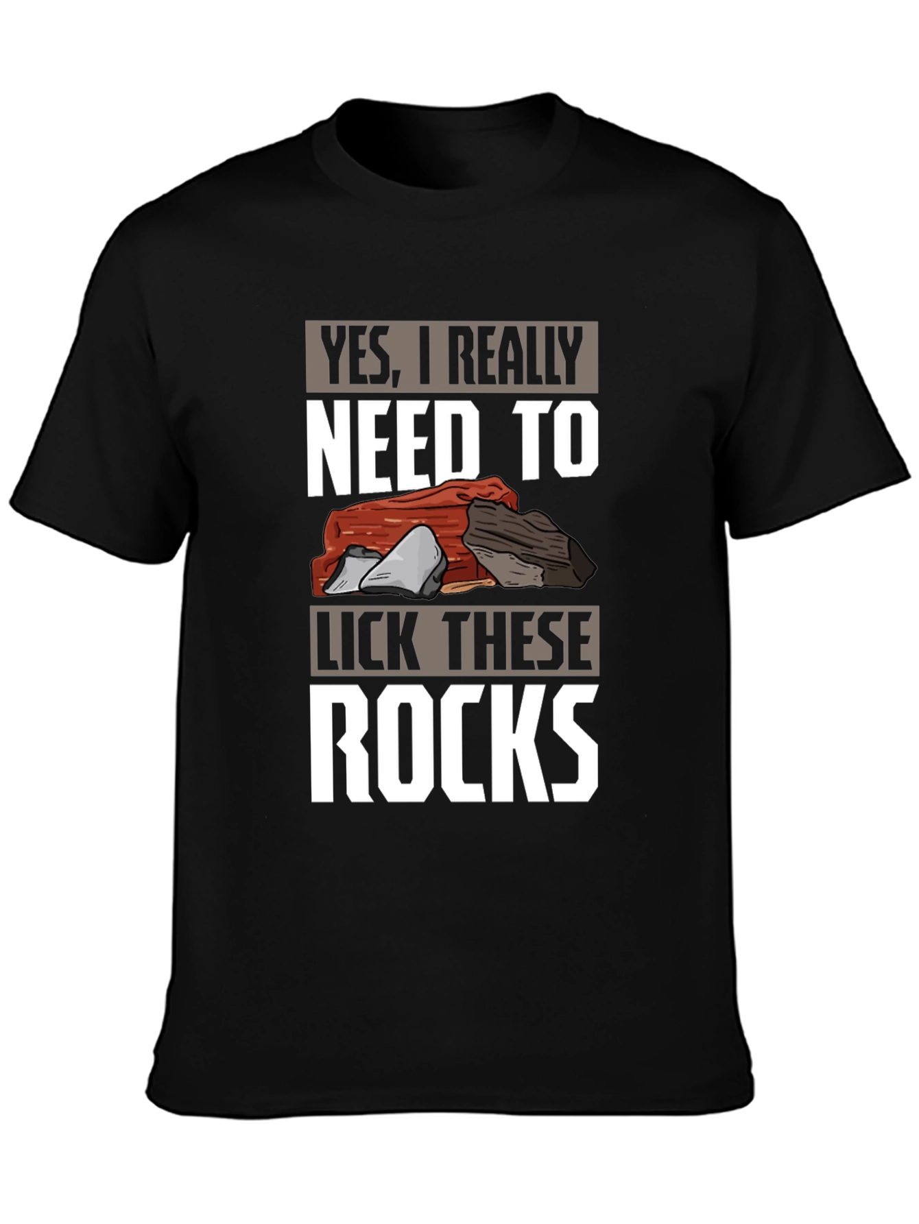 Black Funny Rock Licking T-Shirt - Geologist Humor view 3