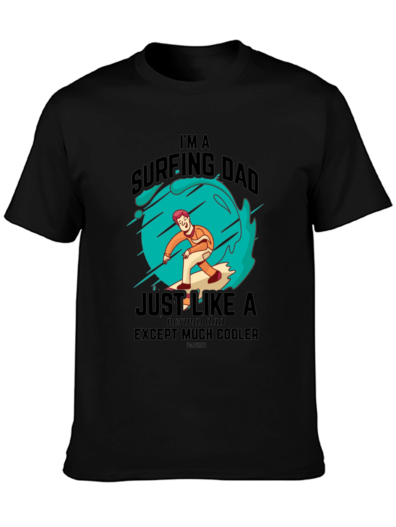 Black Surfing Dad Cool Graphic Tee view 3
