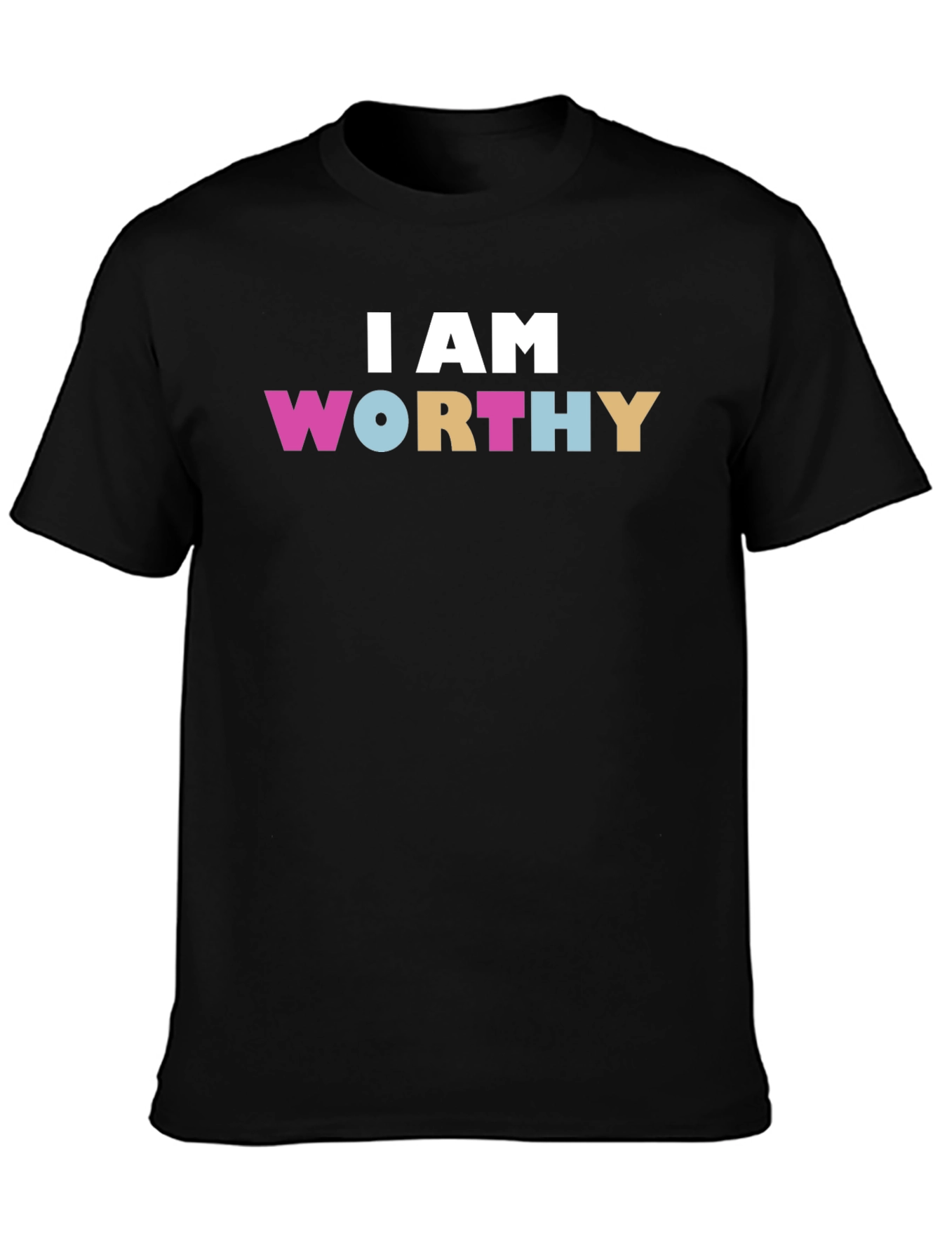 Black I AM WORTHY Graphic T-Shirt - Positive Affirmation Tee view 3