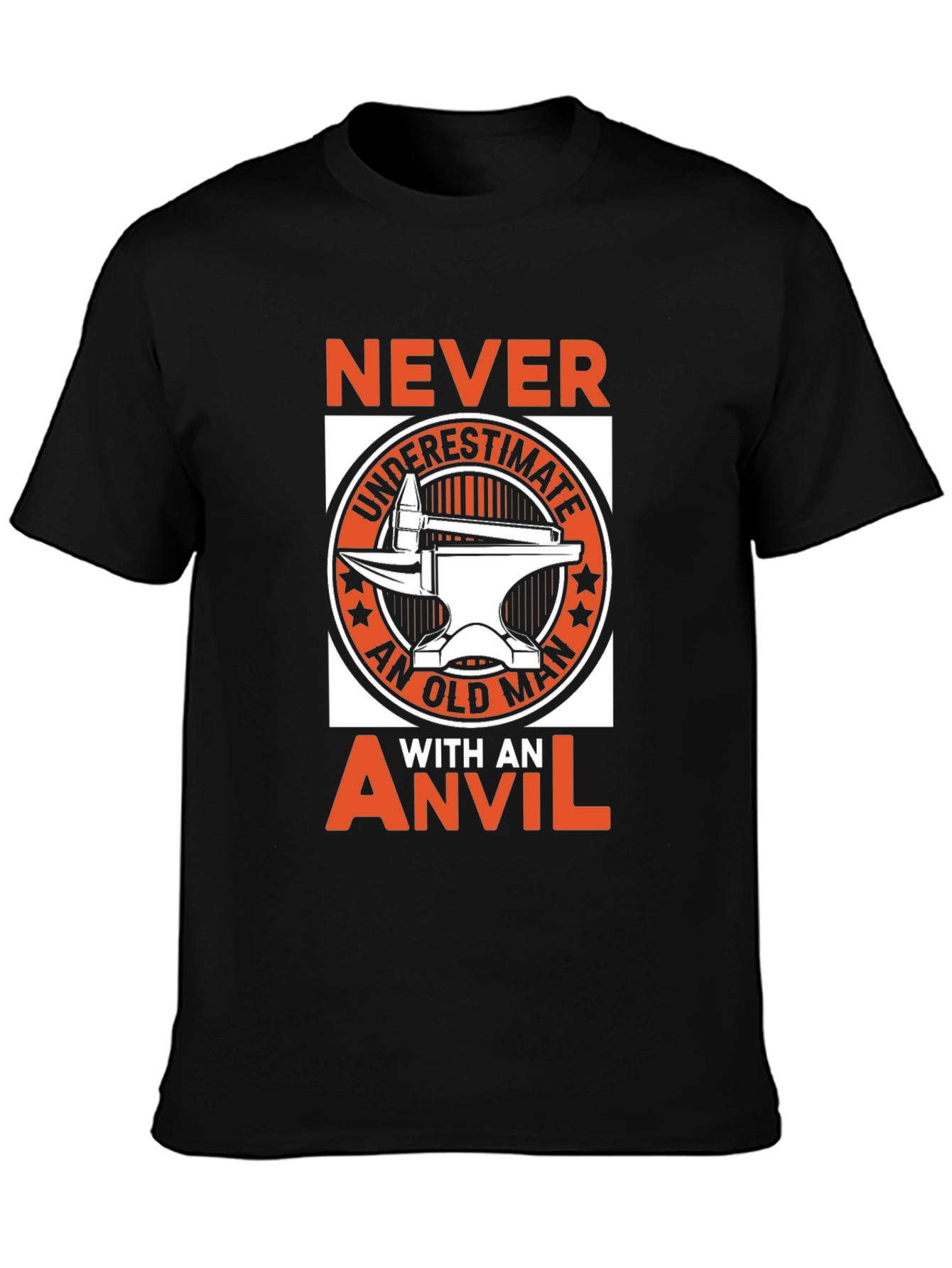 Black Never Underestimate An Old Man With An Anvil T-Shirt view 3