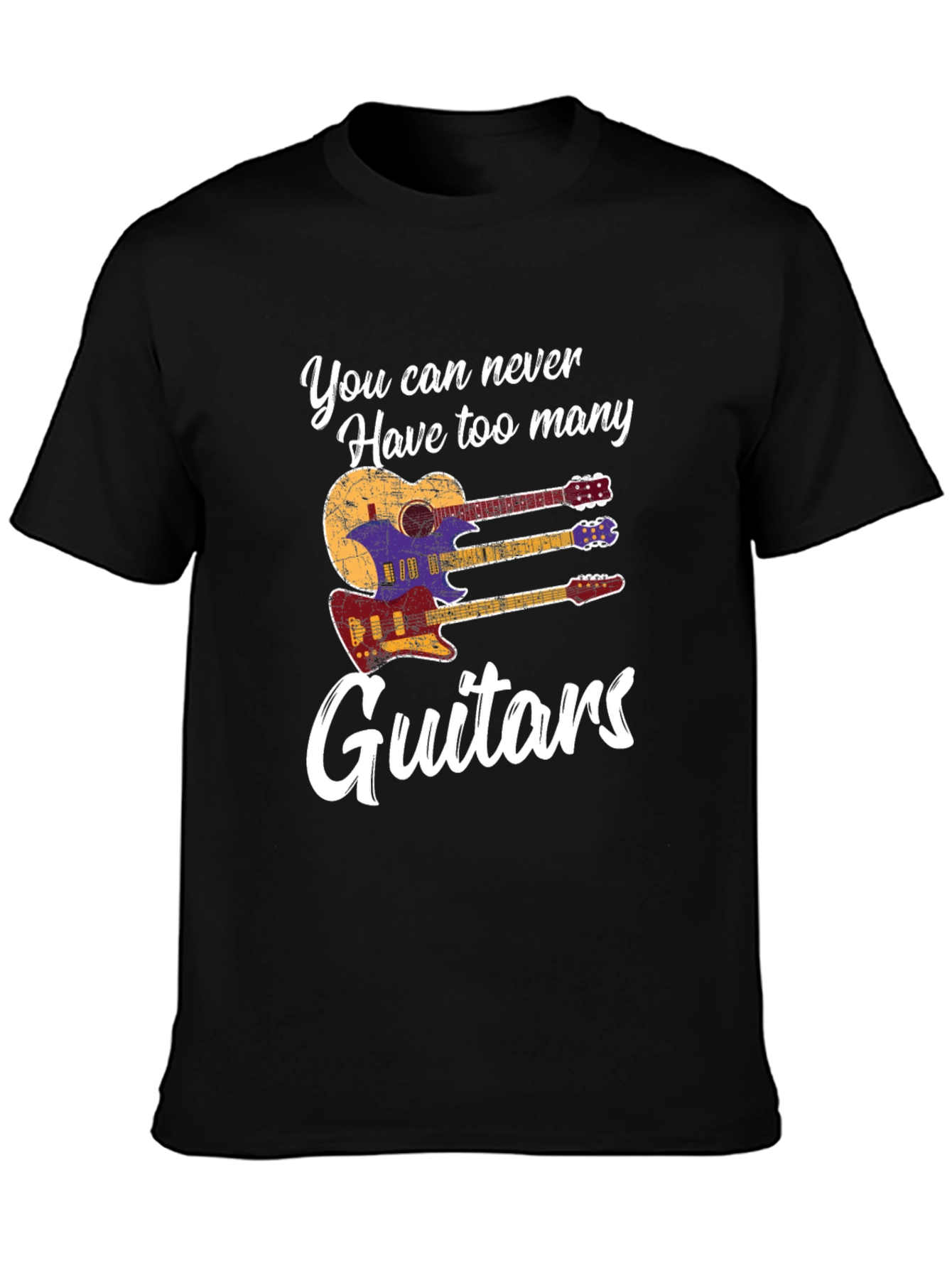 Black You Can Never Have Too Many Guitars T-Shirt view 3