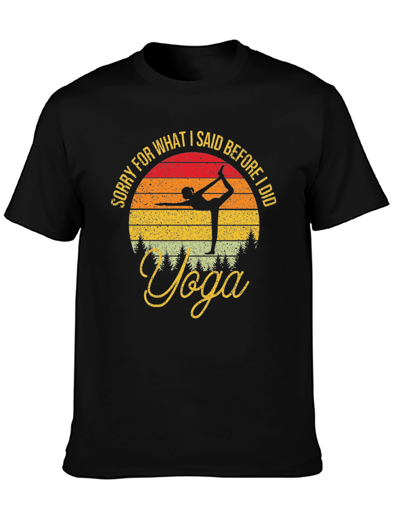 Black Yoga Retro Sunset Graphic Tee view 3
