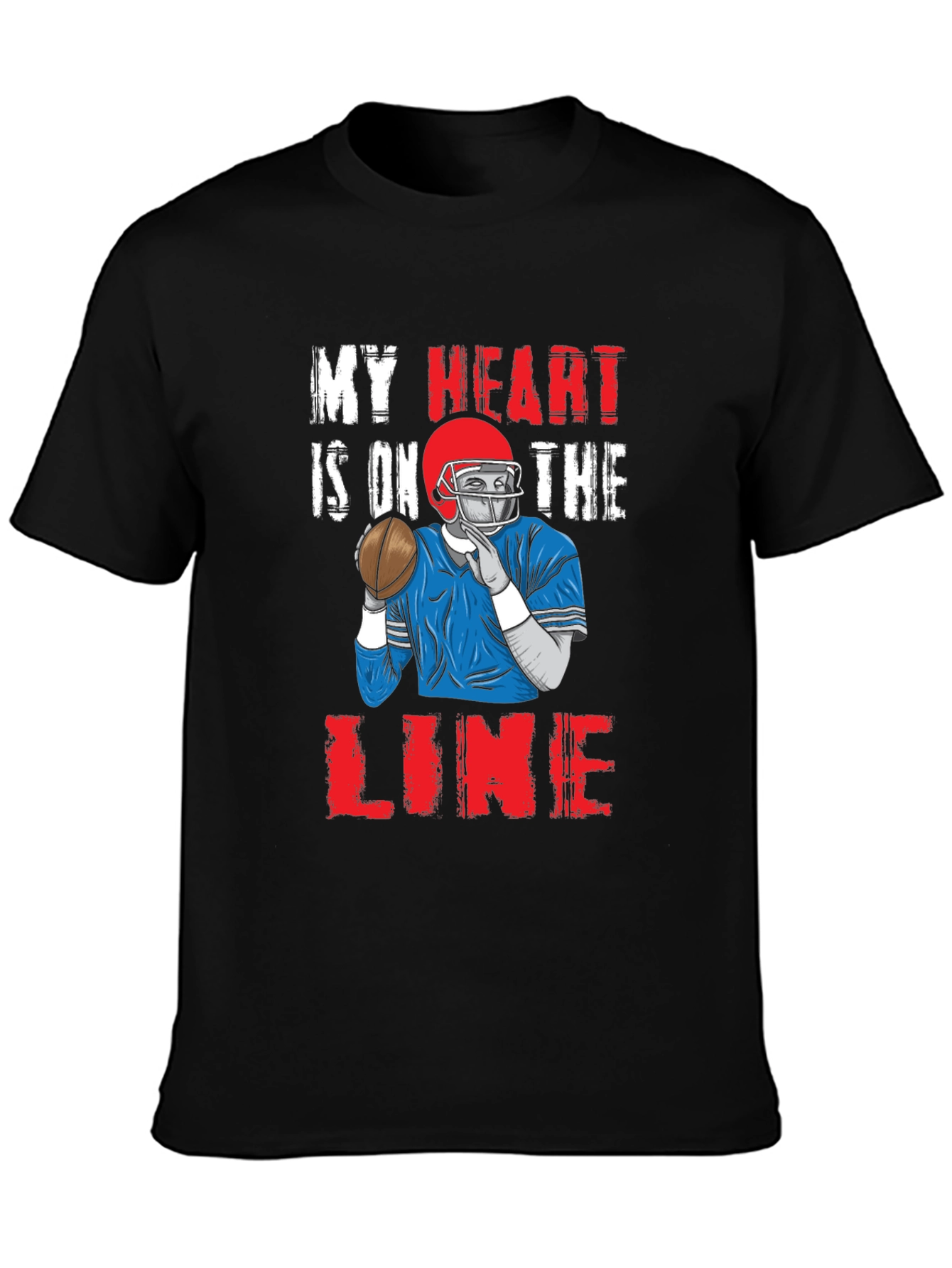 Black My Heart is On The Line Football Graphic Tee view 3