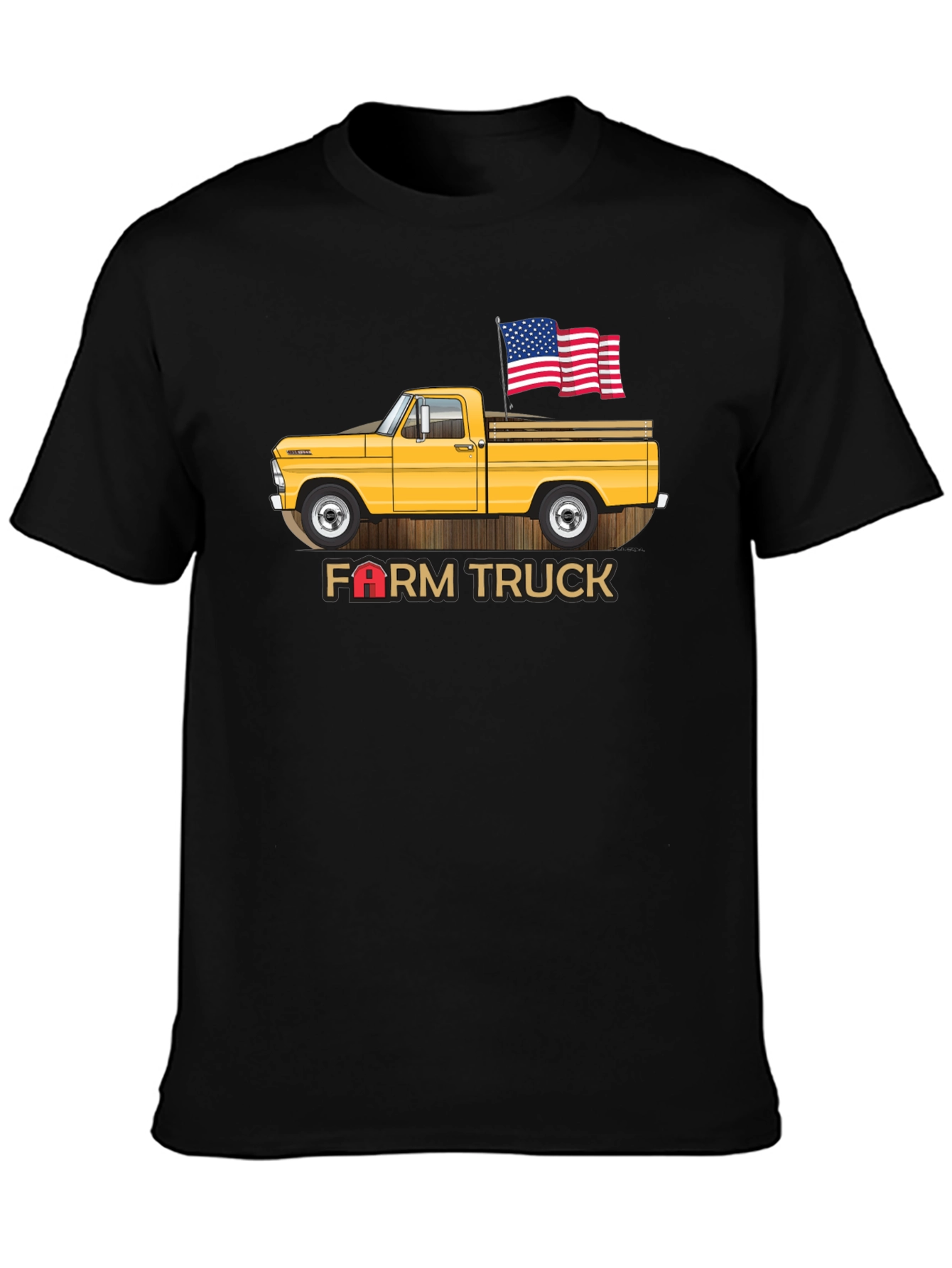 Black Farm Truck Graphic Tee - Patriotic Vintage Design view 3