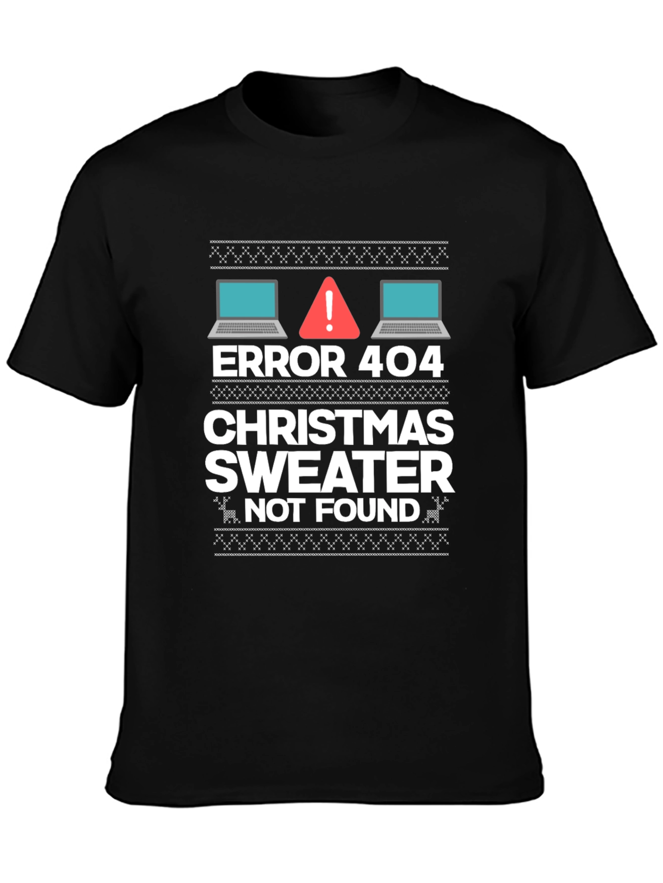 Black Error 404 Christmas Sweater Not Found T-Shirt view 3