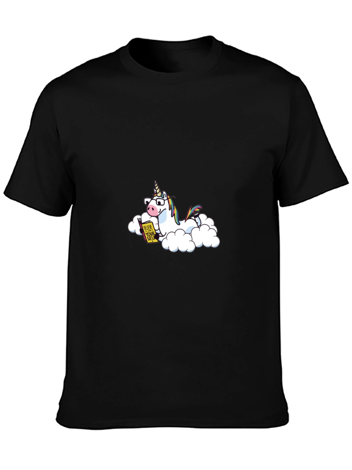 Black Believe in Yourself Unicorn T-Shirt view 3