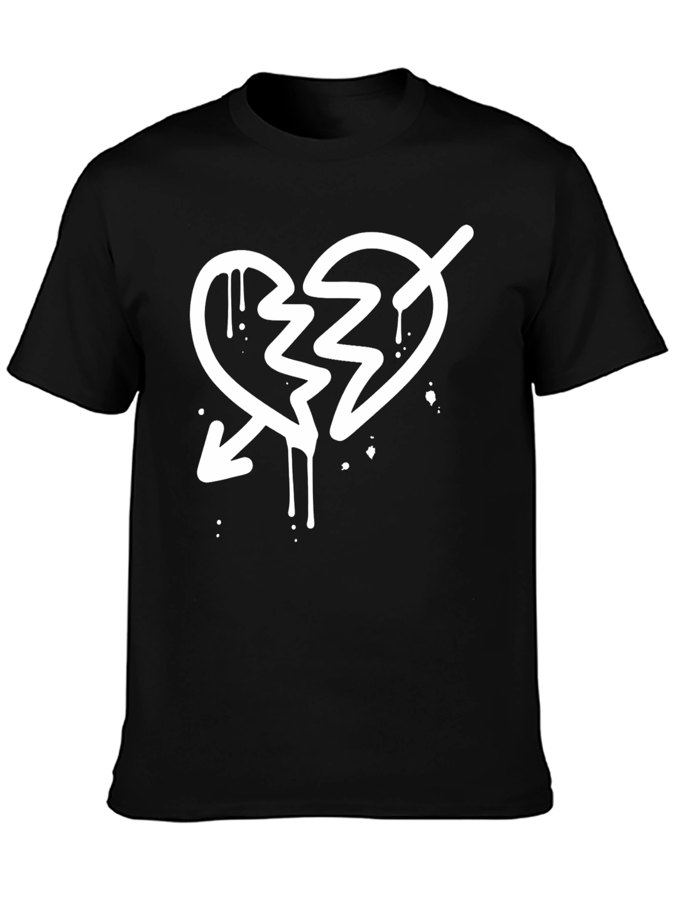 Black Broken Heart Arrow Graphic T-Shirt - Black view 3