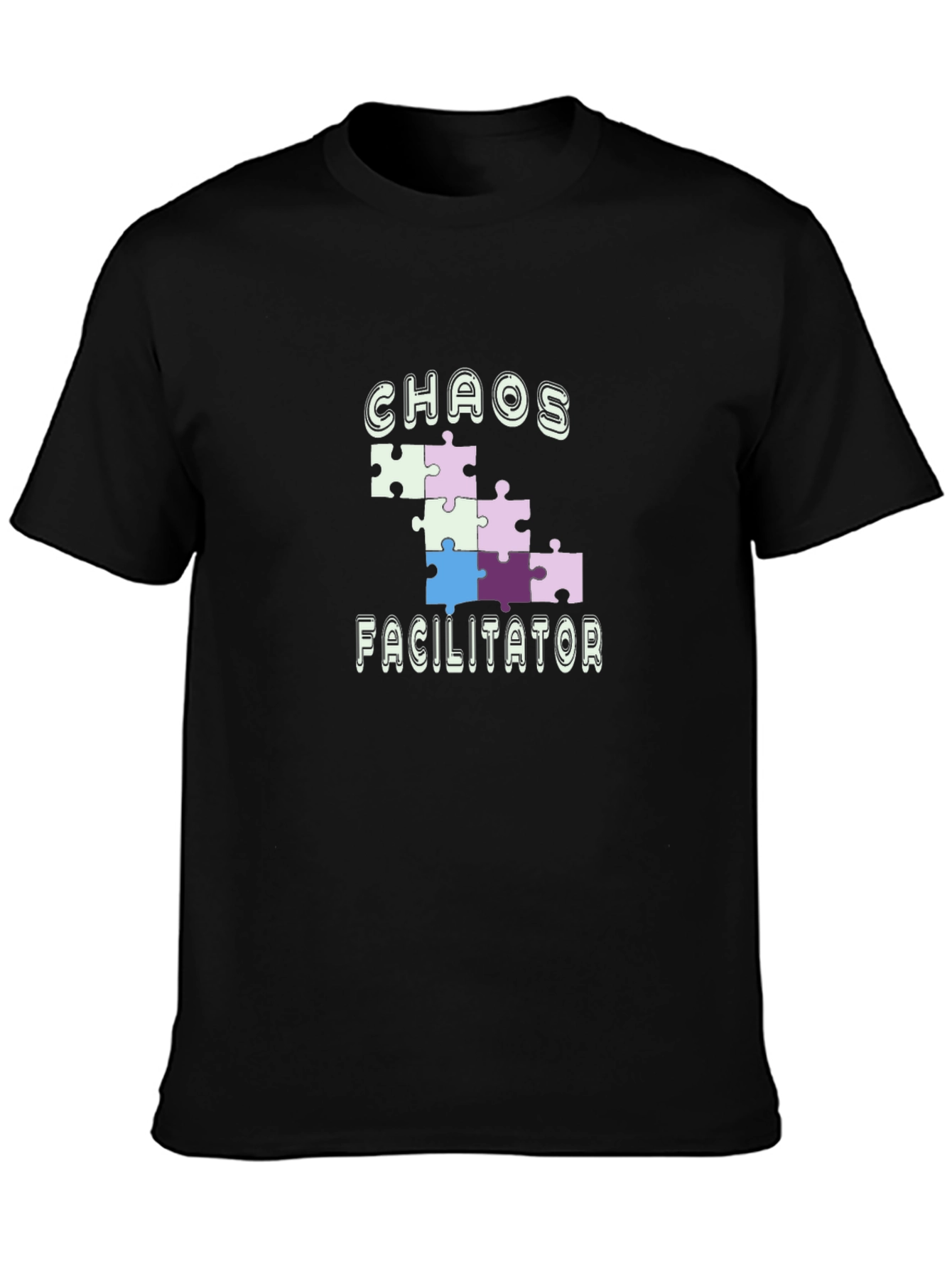 Black Chaos Facilitator Puzzle Piece Tee view 3