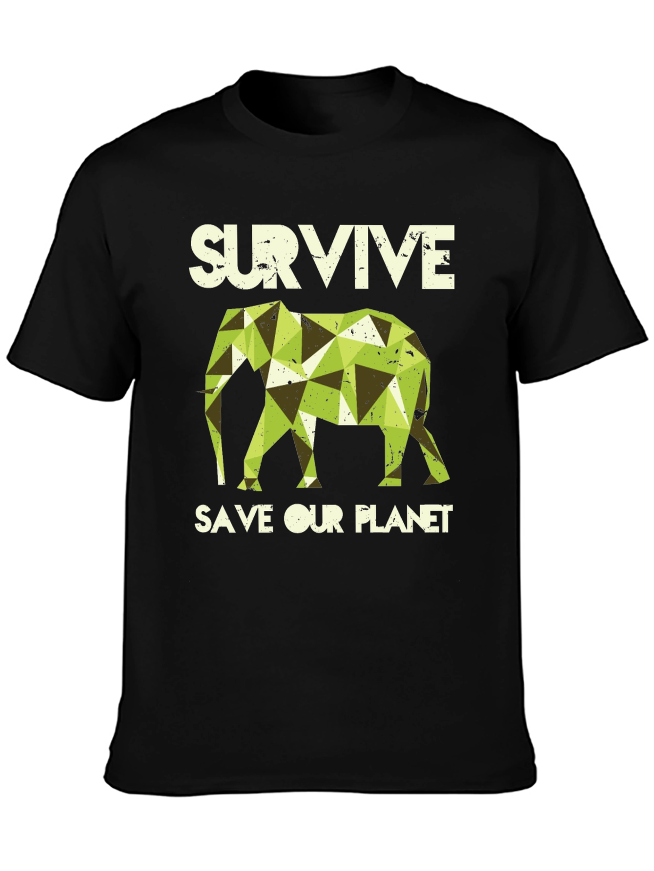 Black Survive Save Our Planet Elephant Graphic Tee view 3