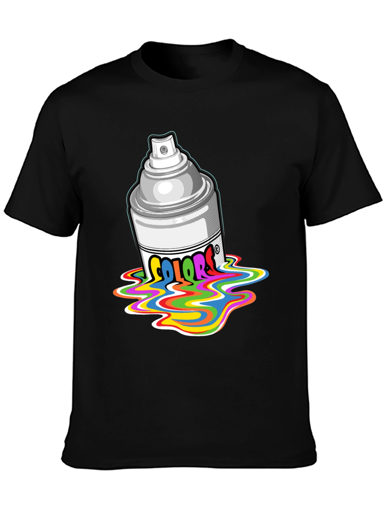 Black Colorful Spray Paint T-Shirt view 3