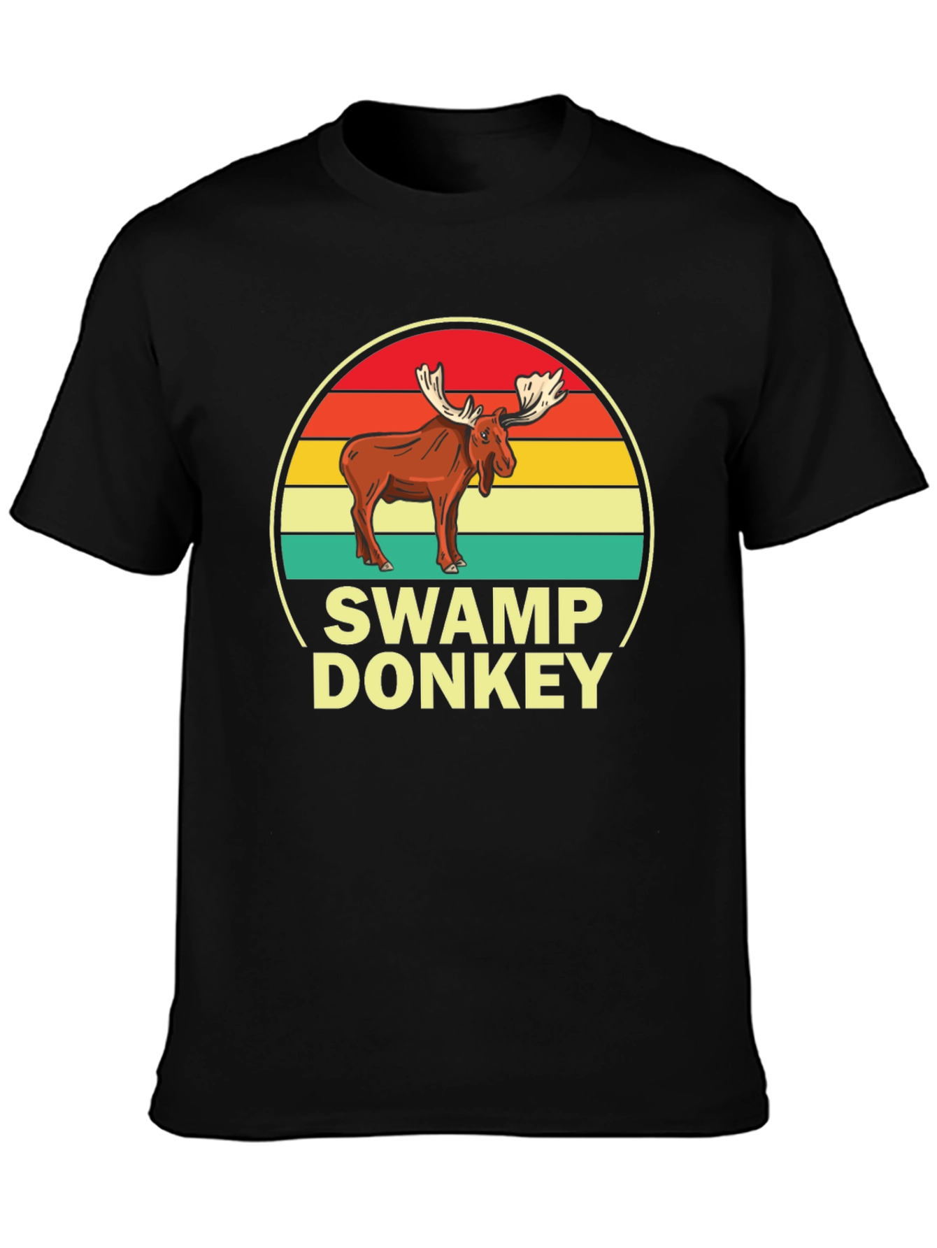 Black Swamp Donkey T-Shirt, Moose Graphic Tee view 3