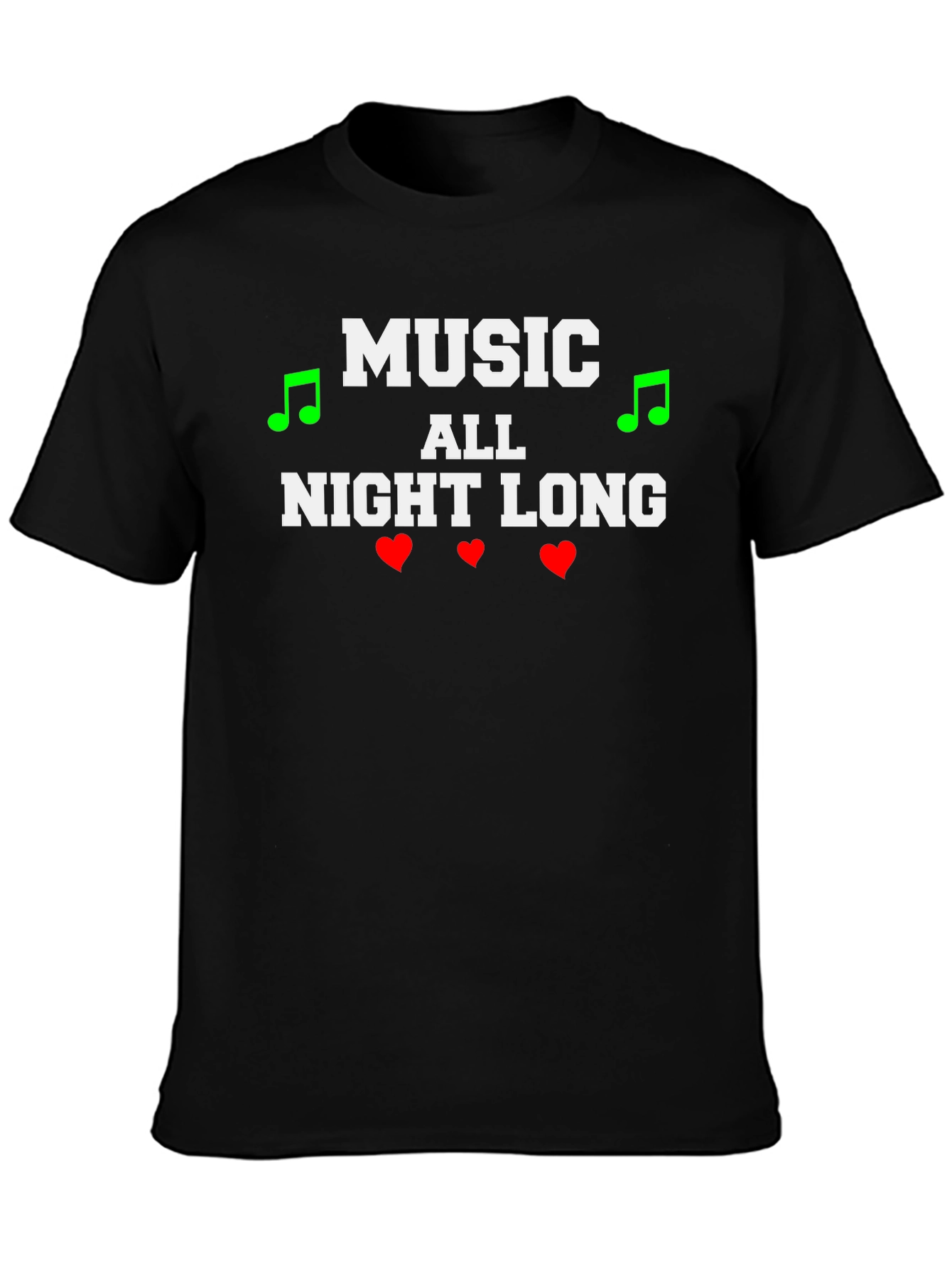 Black Music All Night Long Black T-Shirt view 3