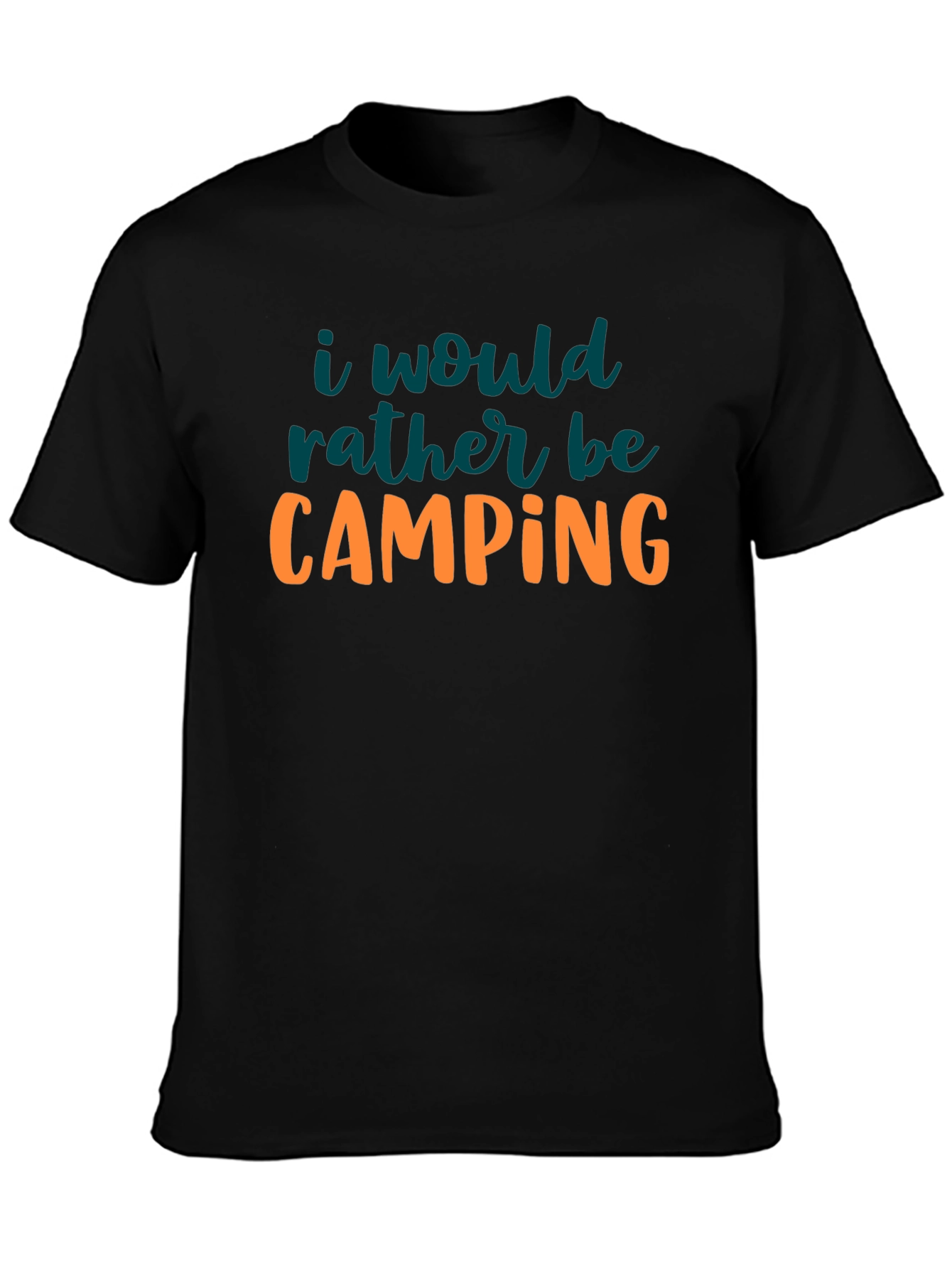 Black Camping Graphic Tee - Black Crew Neck view 3