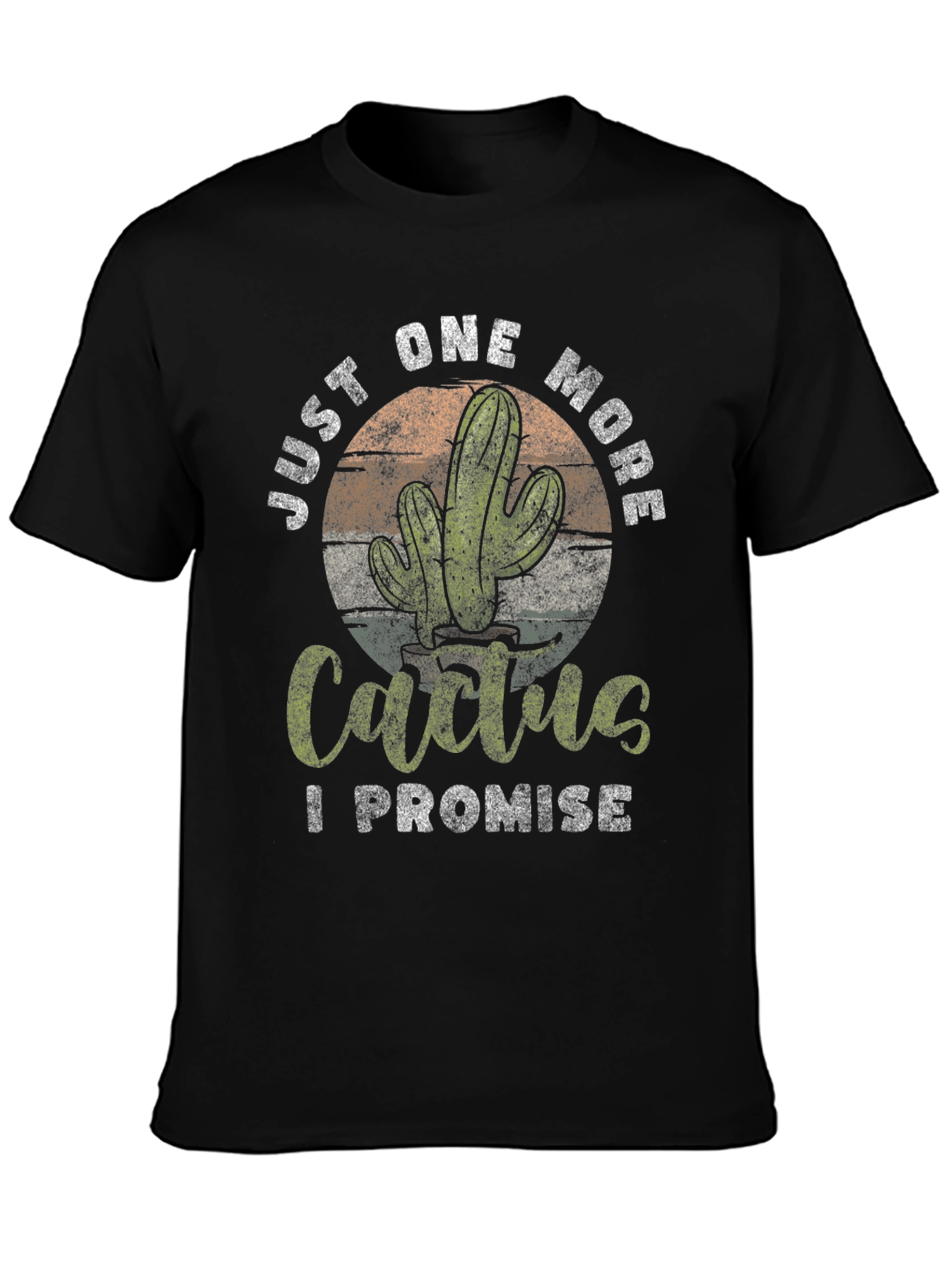 Black Just One More Cactus T-Shirt - Novelty Graphic Tee view 3